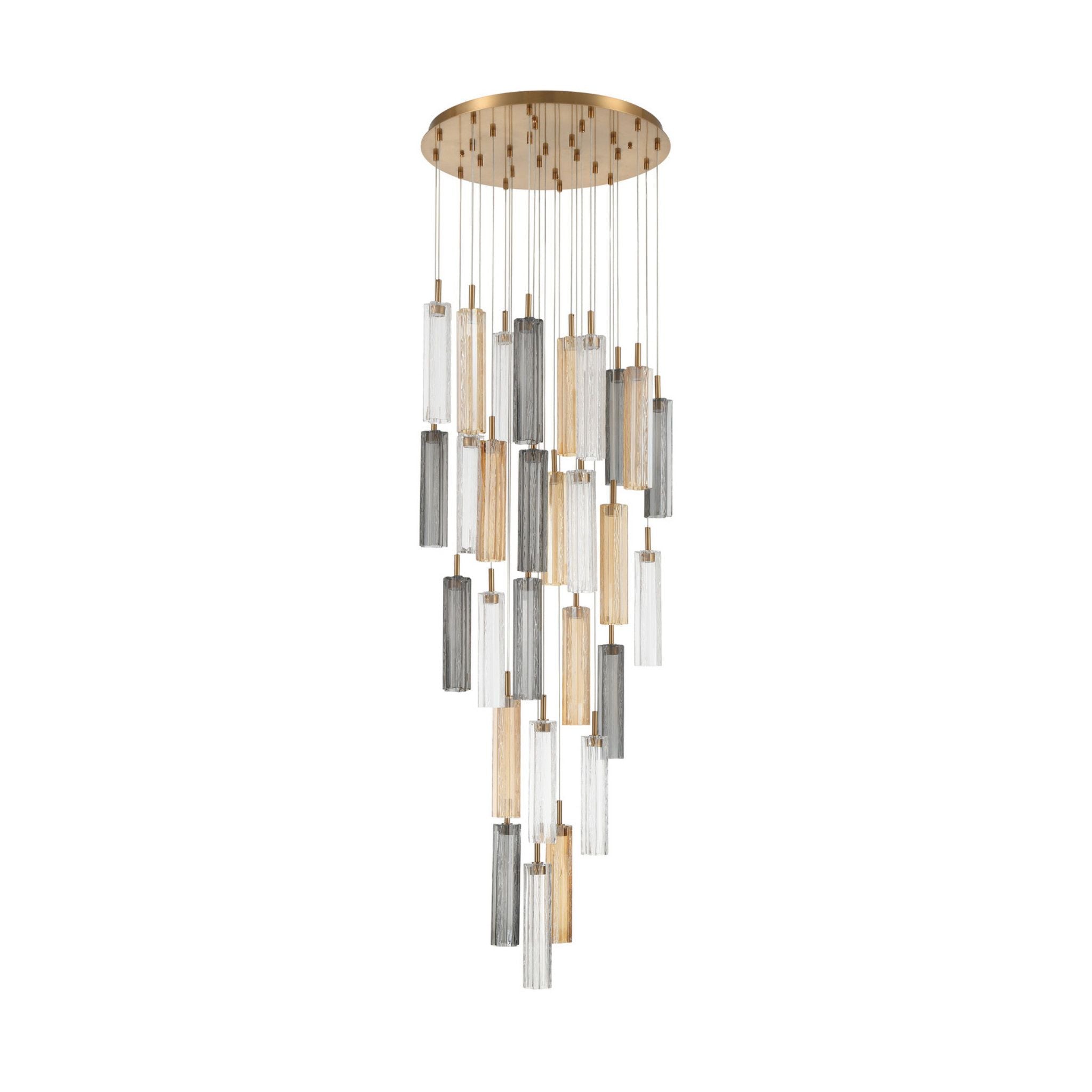 Addis 26" Integrated LED Multi-Light Aged Brass Pendant Autumn Glass 28-Light 26"W x 21"H x 26"D