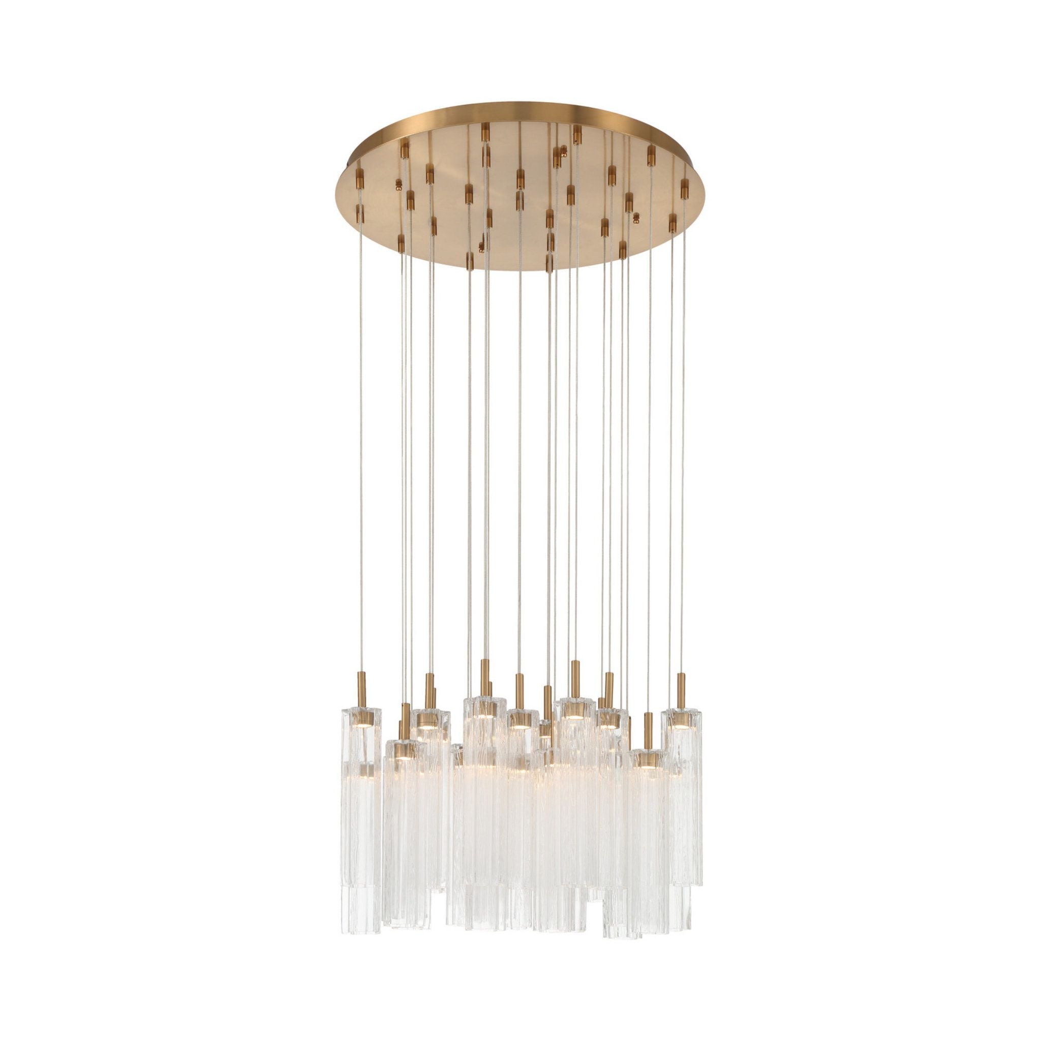 Addis 26" Integrated LED Multi-Light Aged Brass Pendant Clear 28-Light 26"W x 21"H x 26"D