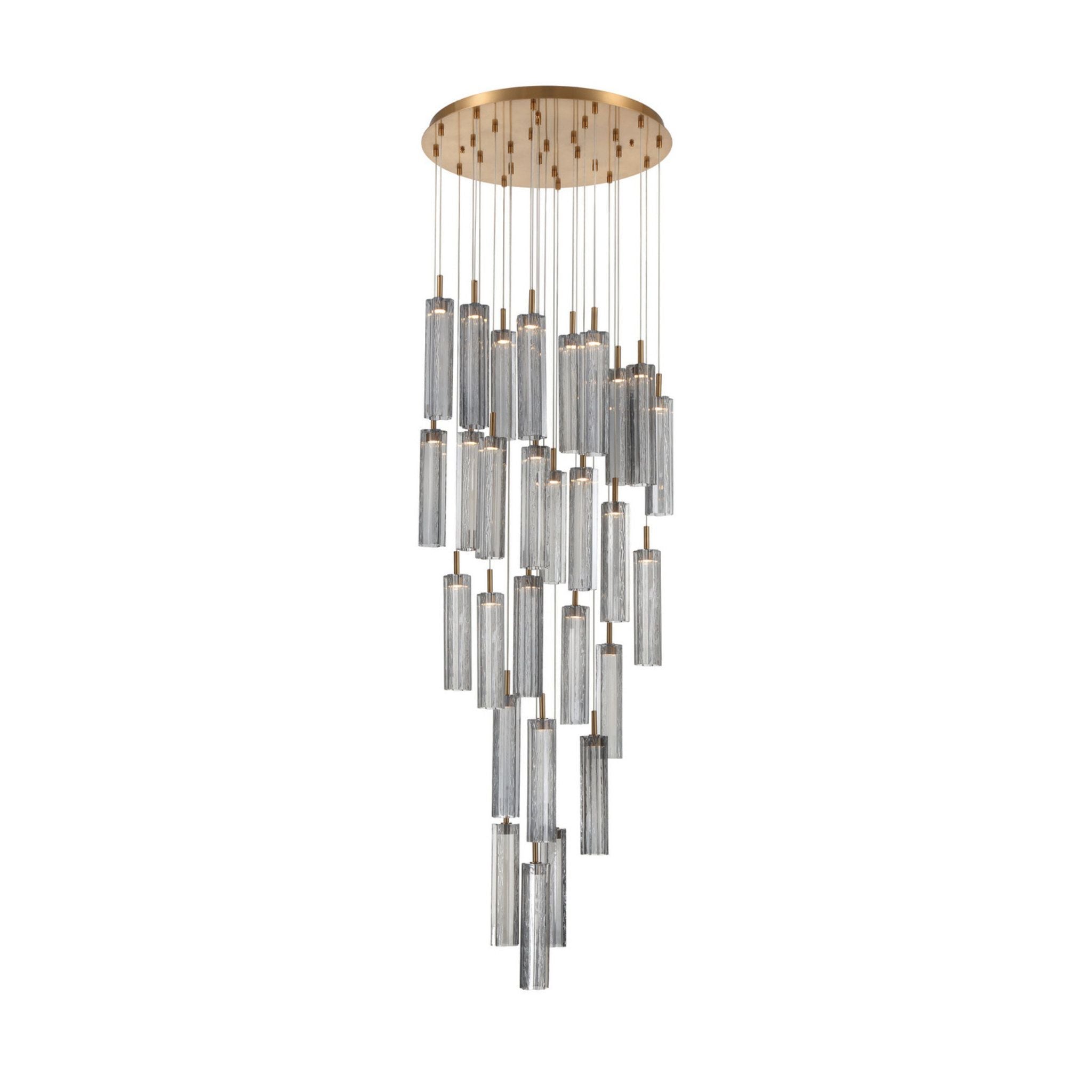 Addis 26" Integrated LED Multi-Light Aged Brass Pendant Gray 28-Light 26"W x 21"H x 26"D