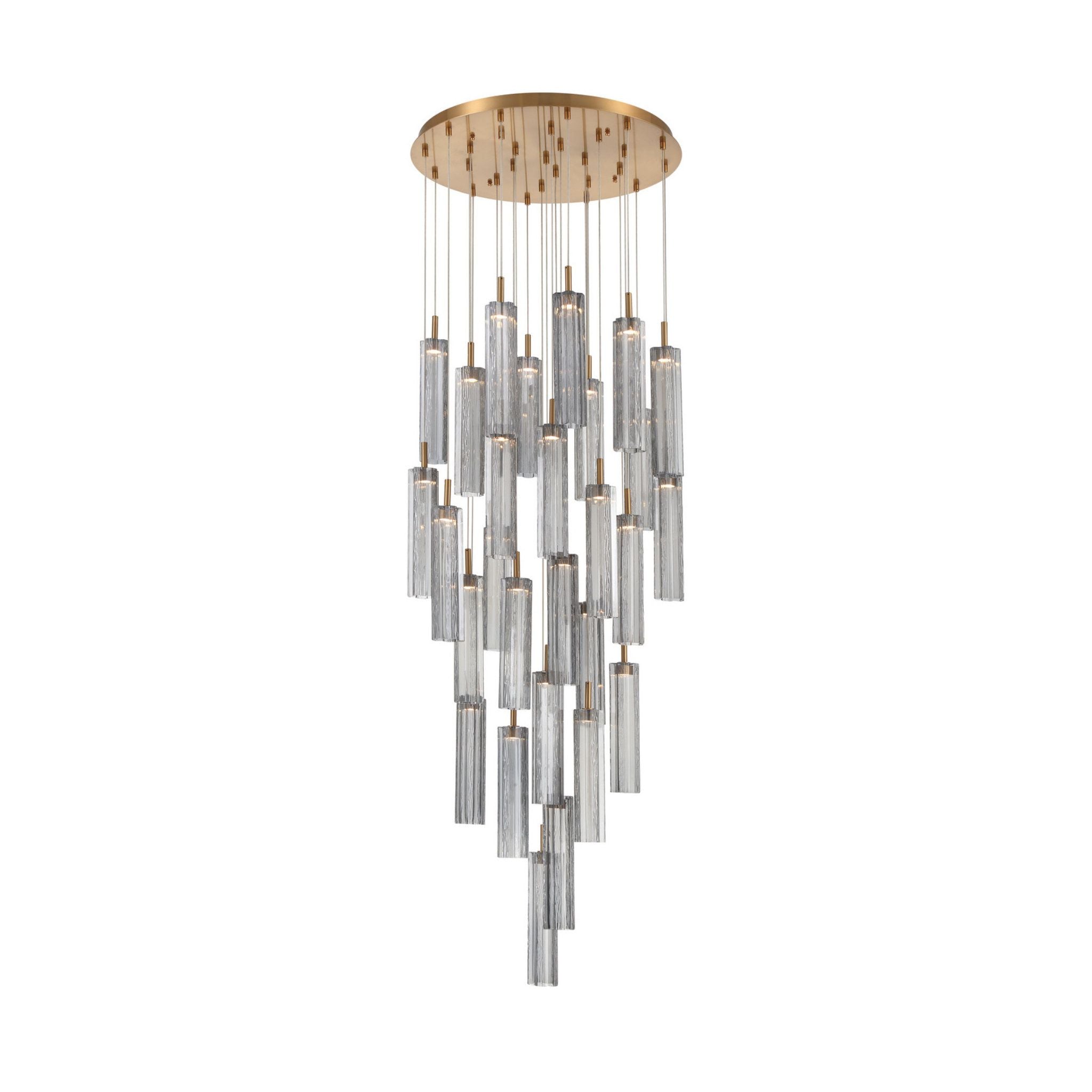 Addis 26" Integrated LED Multi-Light Aged Brass Pendant Gray 28-Light 26"W x 21"H x 26"D