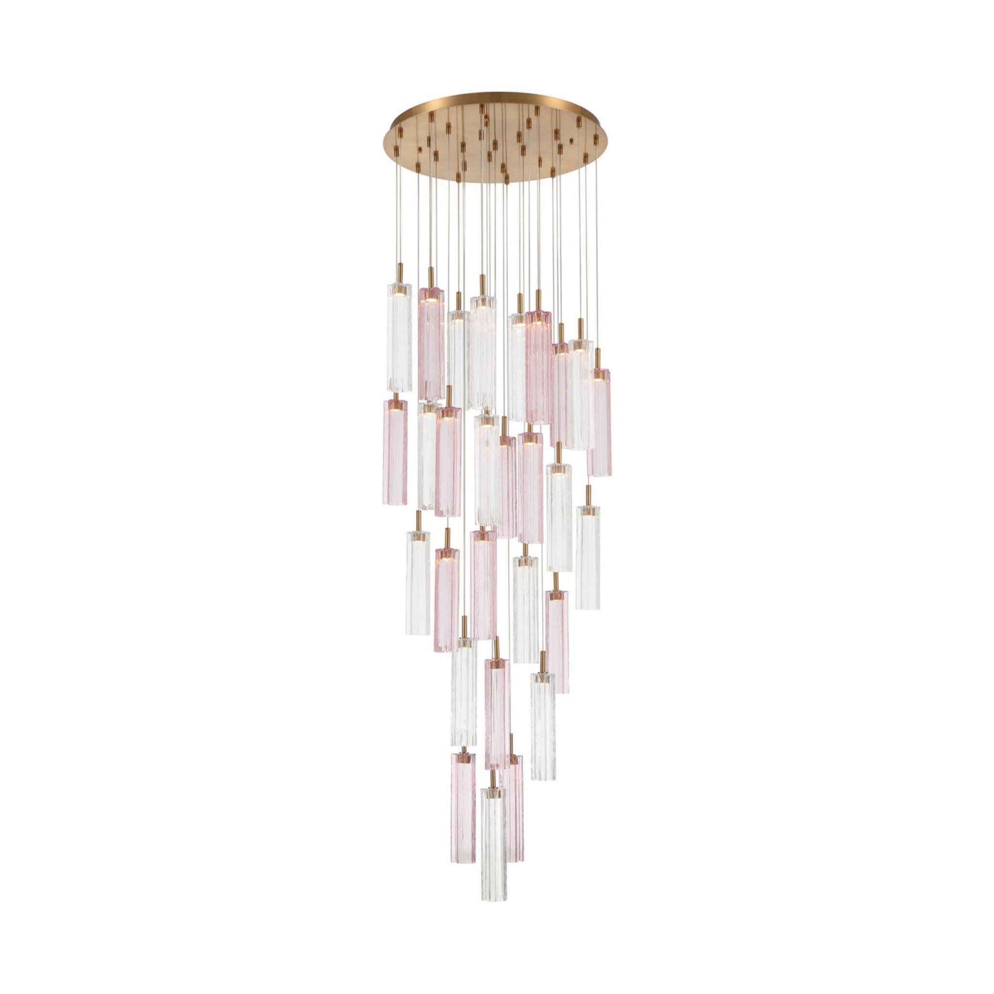 Addis 26" Integrated LED Multi-Light Aged Brass Pendant Spring Glass 28-Light 26"W x 21"H x 26"D