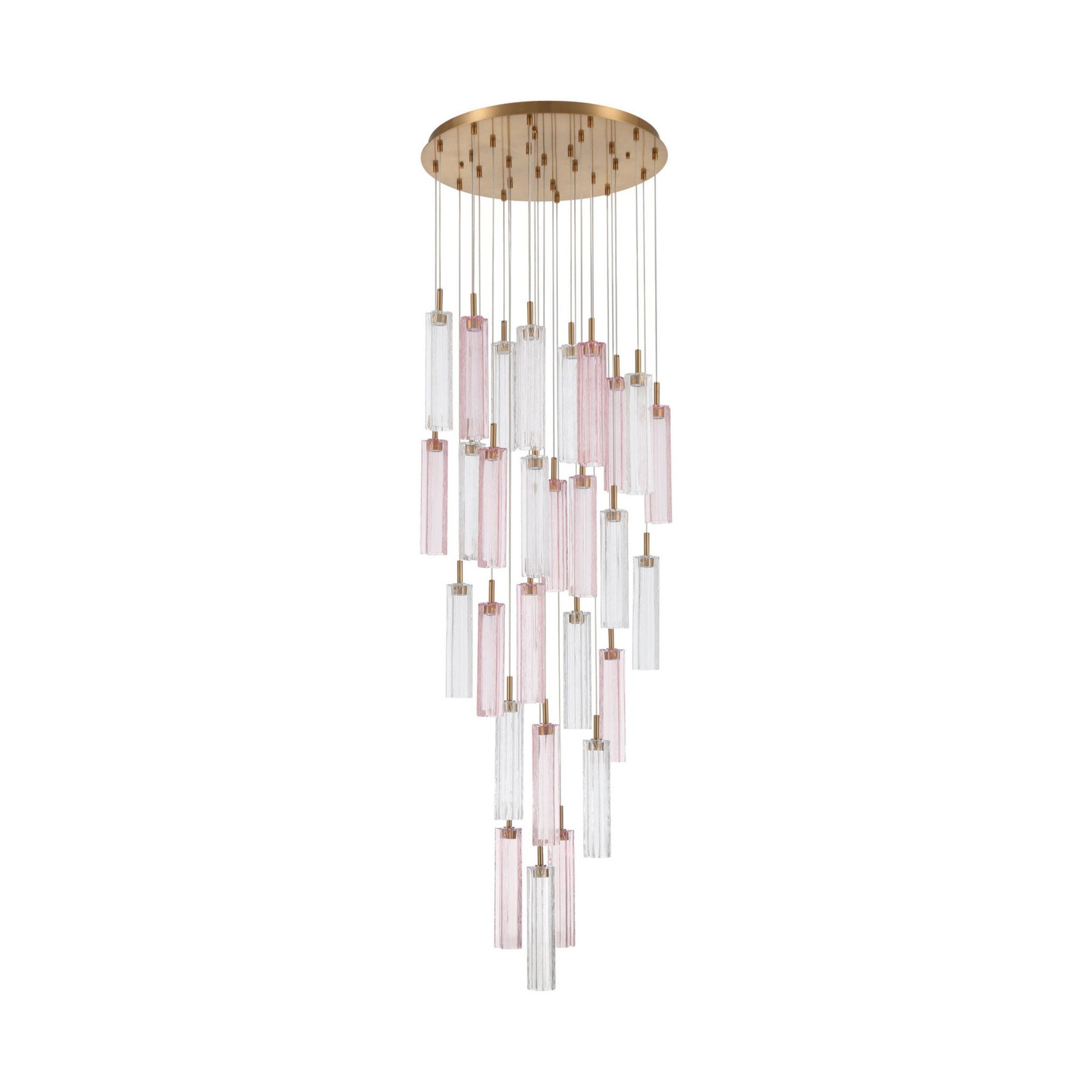 Addis 26" Integrated LED Multi-Light Aged Brass Pendant Spring Glass 28-Light 26"W x 21"H x 26"D