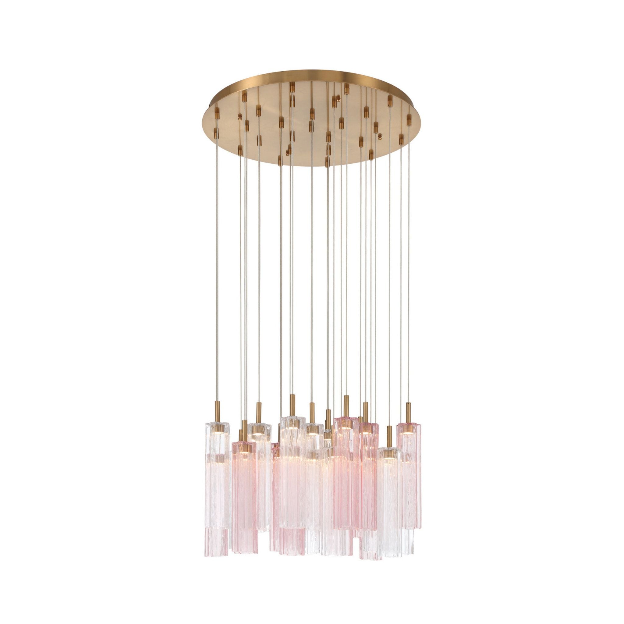 Addis 26" Integrated LED Multi-Light Aged Brass Pendant Spring Glass 28-Light 26"W x 21"H x 26"D