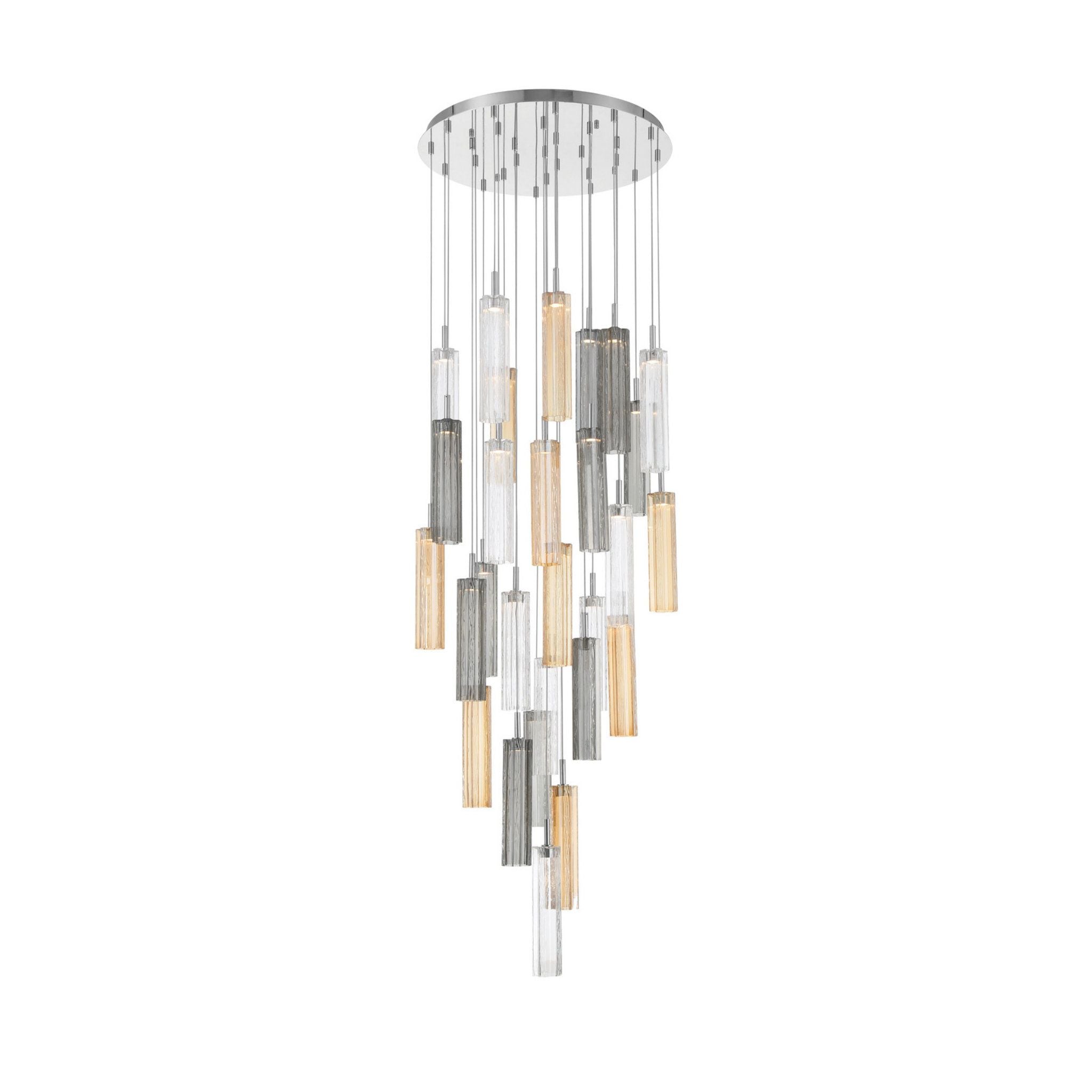 Addis 26" Integrated LED Multi-Light Polished Chrome Pendant Autumn Glass 28-Light 26"W x 21"H x 26"D