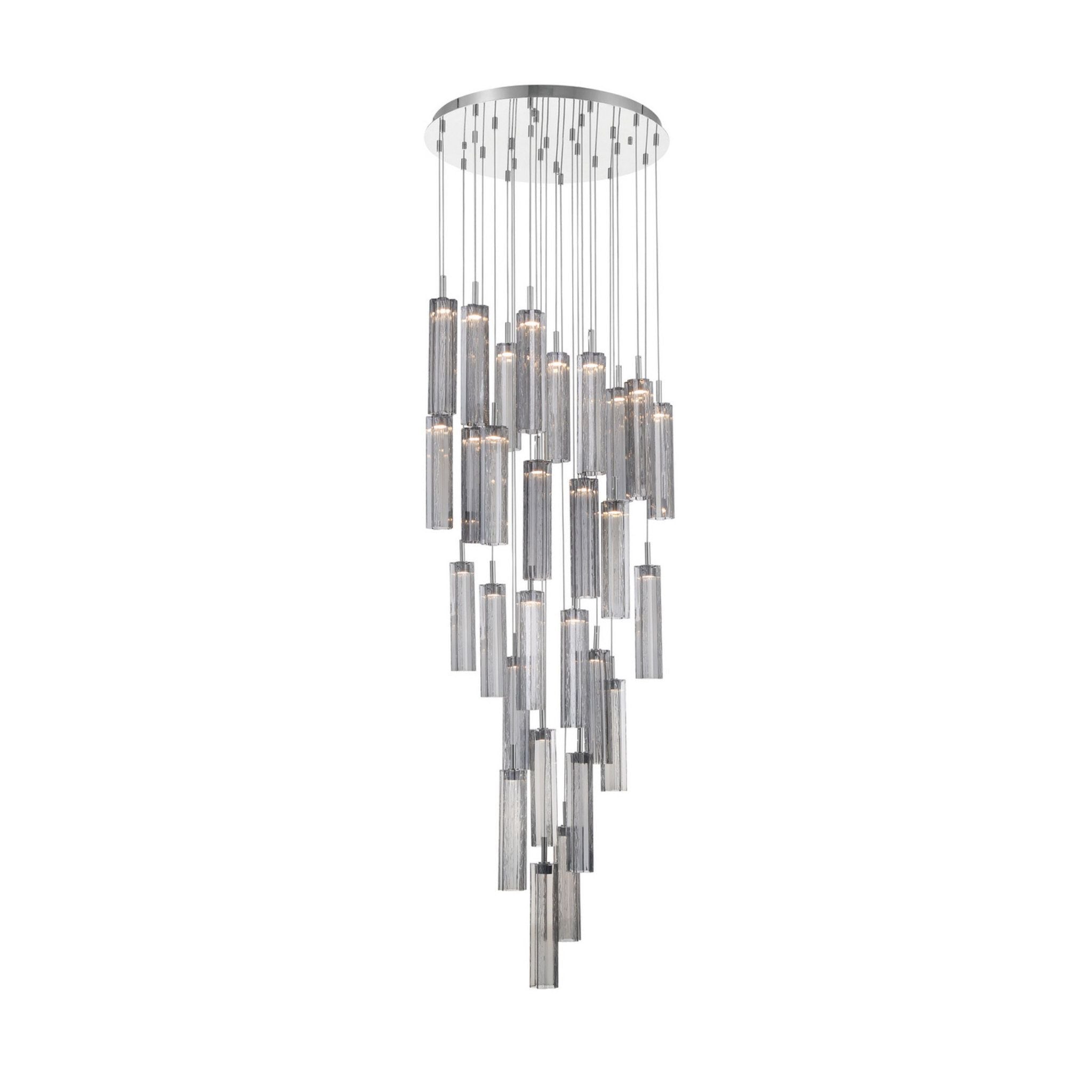 Addis 26" Integrated LED Multi-Light Polished Chrome Pendant Gray 28-Light 26"W x 21"H x 26"D