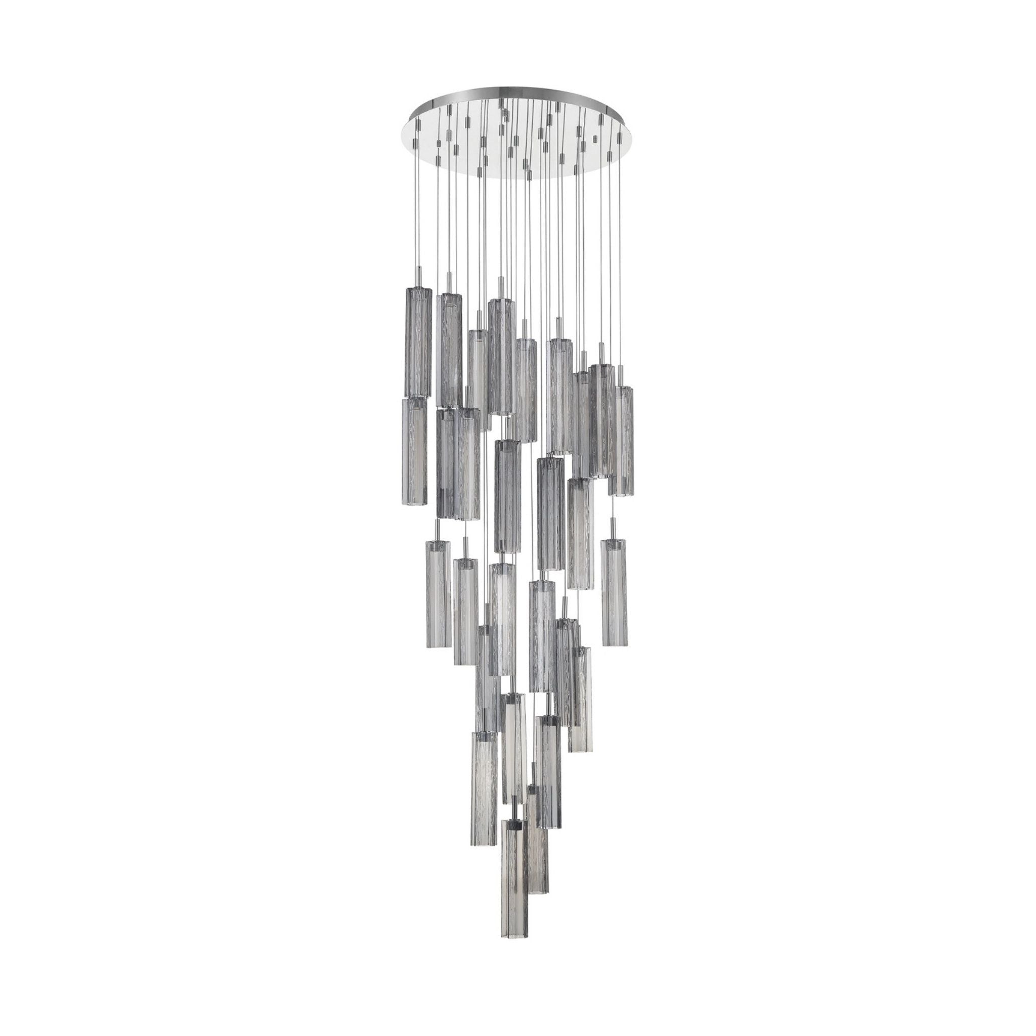 Addis 26" Integrated LED Multi-Light Polished Chrome Pendant Gray 28-Light 26"W x 21"H x 26"D