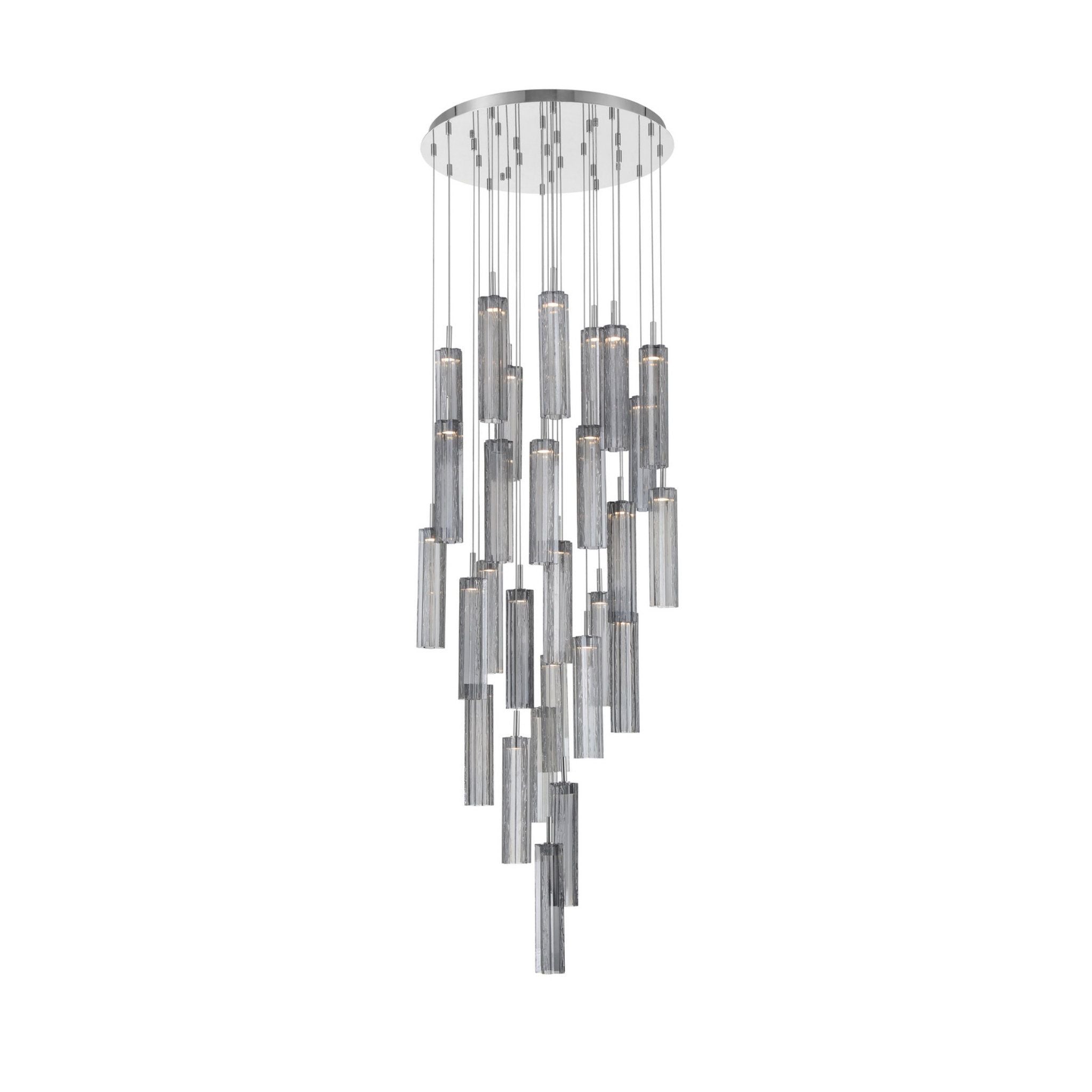 Addis 26" Integrated LED Multi-Light Polished Chrome Pendant Gray 28-Light 26"W x 21"H x 26"D
