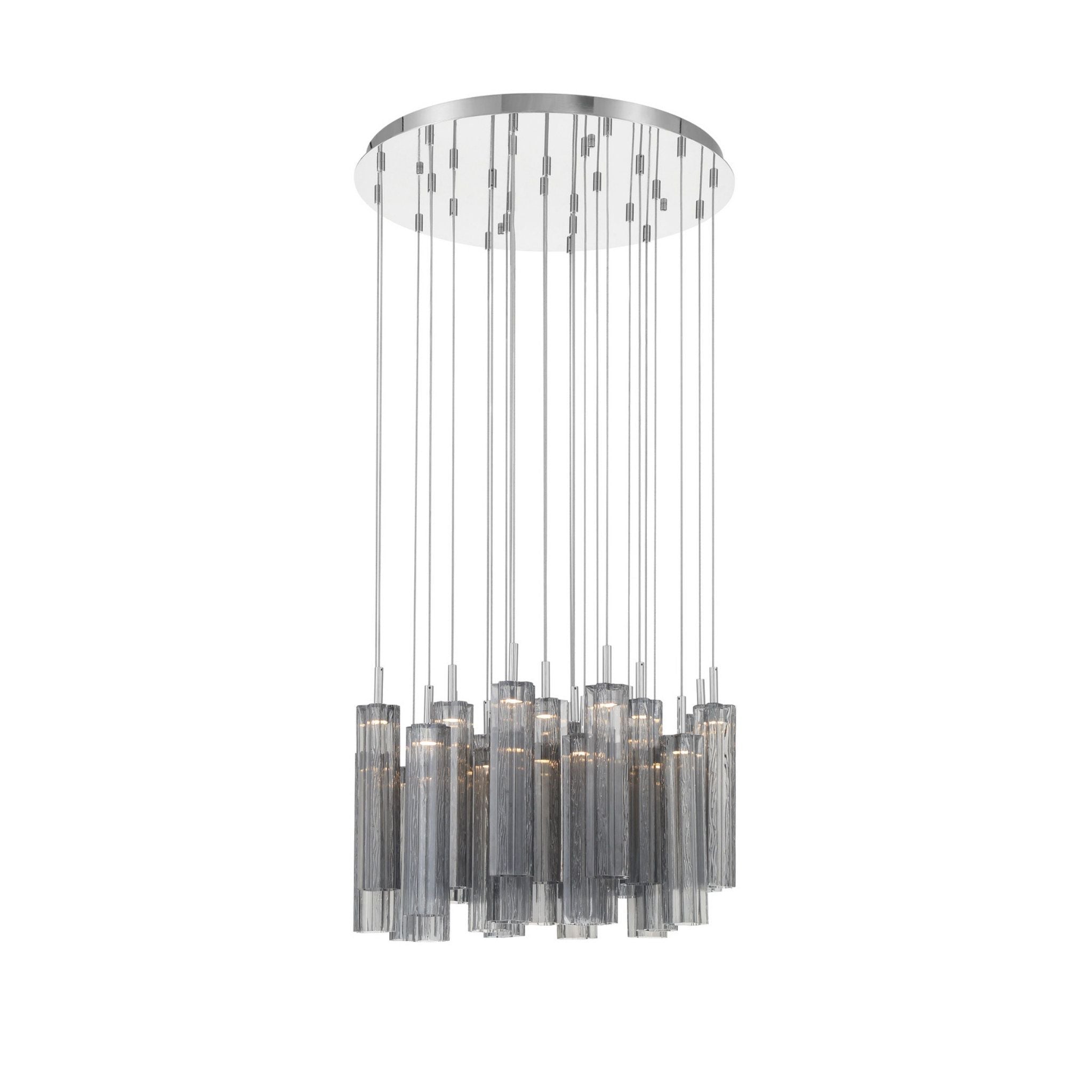 Addis 26" Integrated LED Multi-Light Polished Chrome Pendant Gray 28-Light 26"W x 21"H x 26"D
