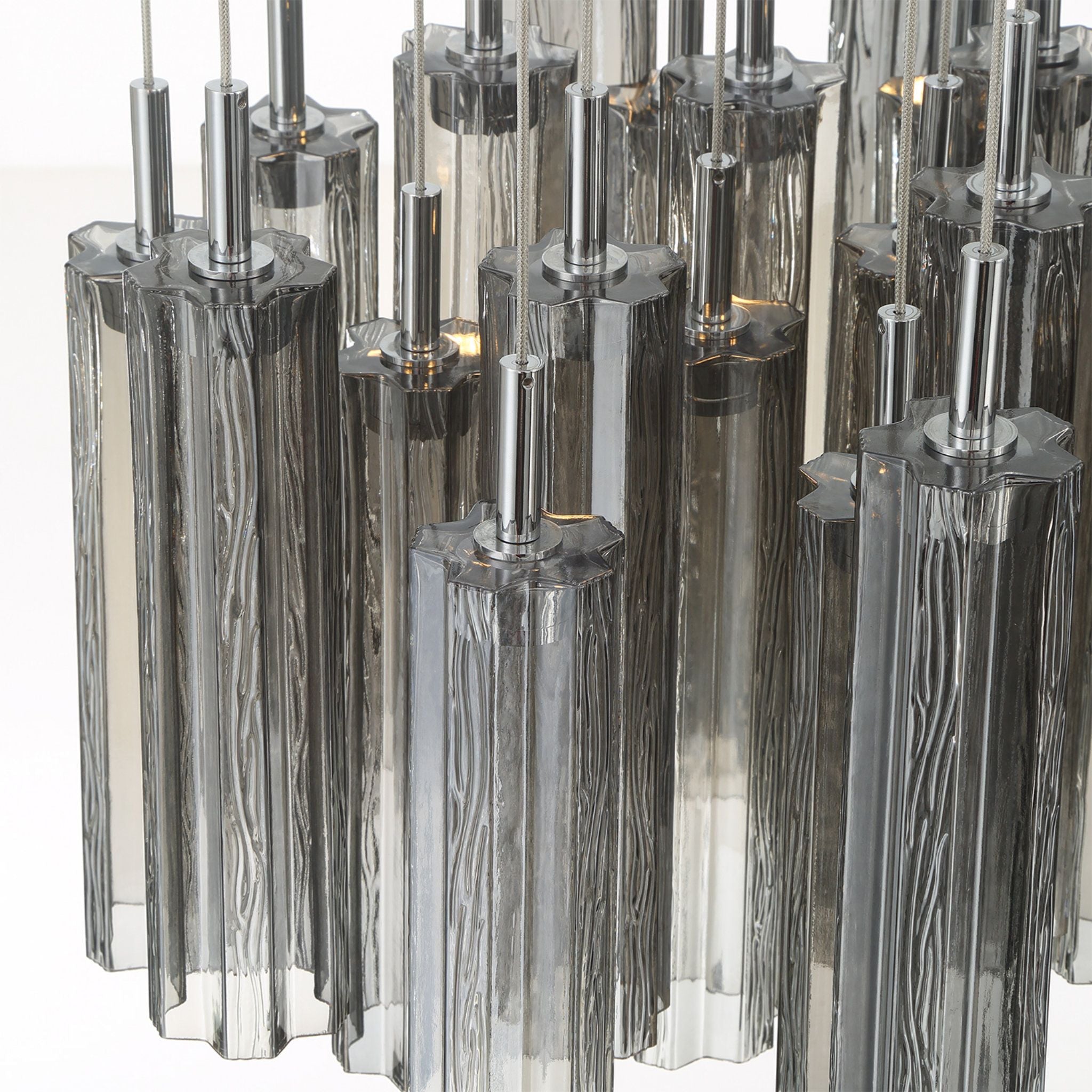 Addis 26" Integrated LED Multi-Light Polished Chrome Pendant Gray 28-Light 26"W x 21"H x 26"D