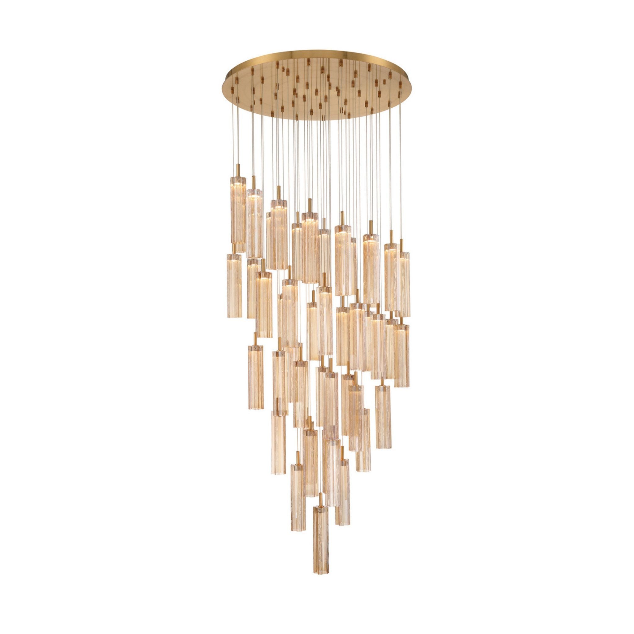 Addis 36" Integrated LED Multi-Light Aged Brass Pendant Gold 46-Light 36"W x 21"H x 36"D