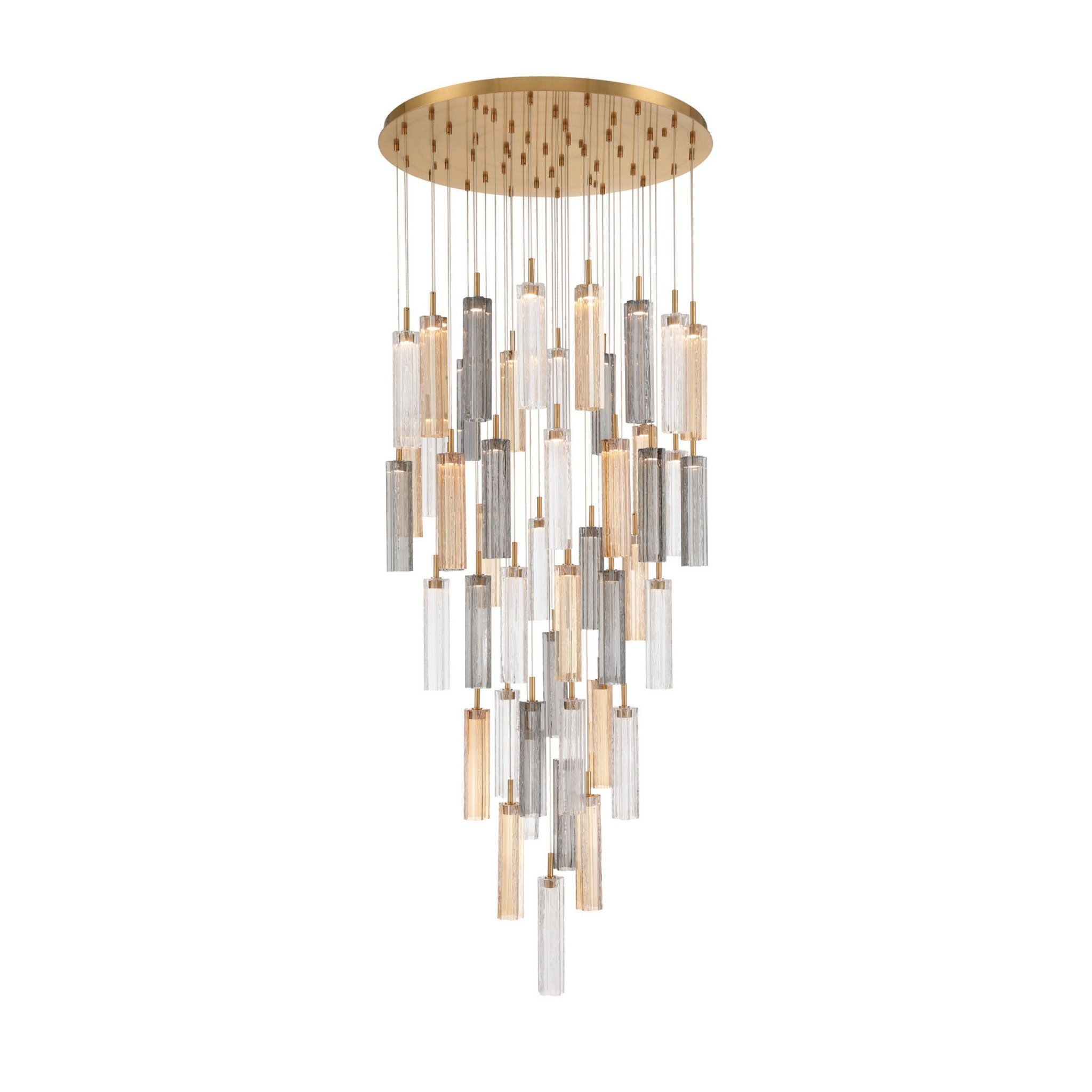 Addis 36" Integrated LED Multi-Light Aged Brass Pendant Autumn Glass 46-Light 36"W x 21"H x 36"D