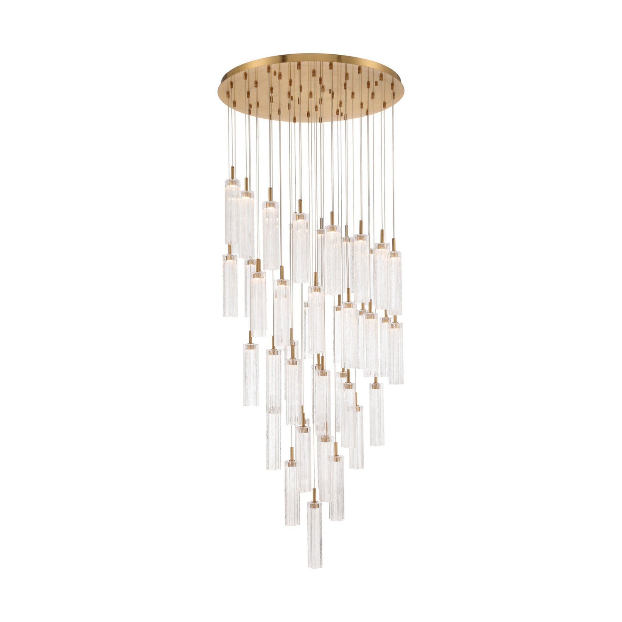 Addis 36" Integrated LED Multi-Light Aged Brass Pendant Clear 46-Light 36"W x 21"H x 36"D