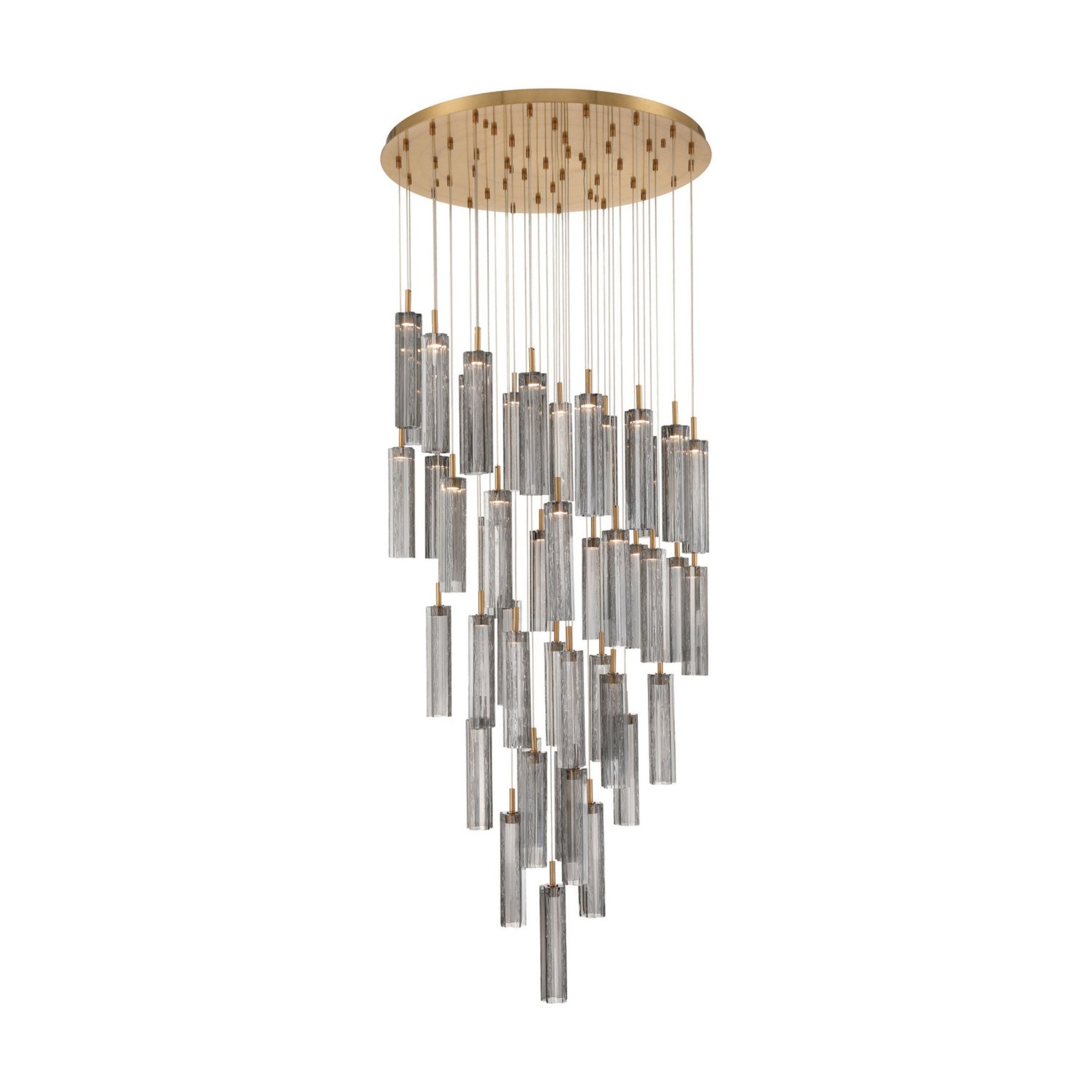Addis 36" Integrated LED Multi-Light Aged Brass Pendant Gray 46-Light 36"W x 21"H x 36"D