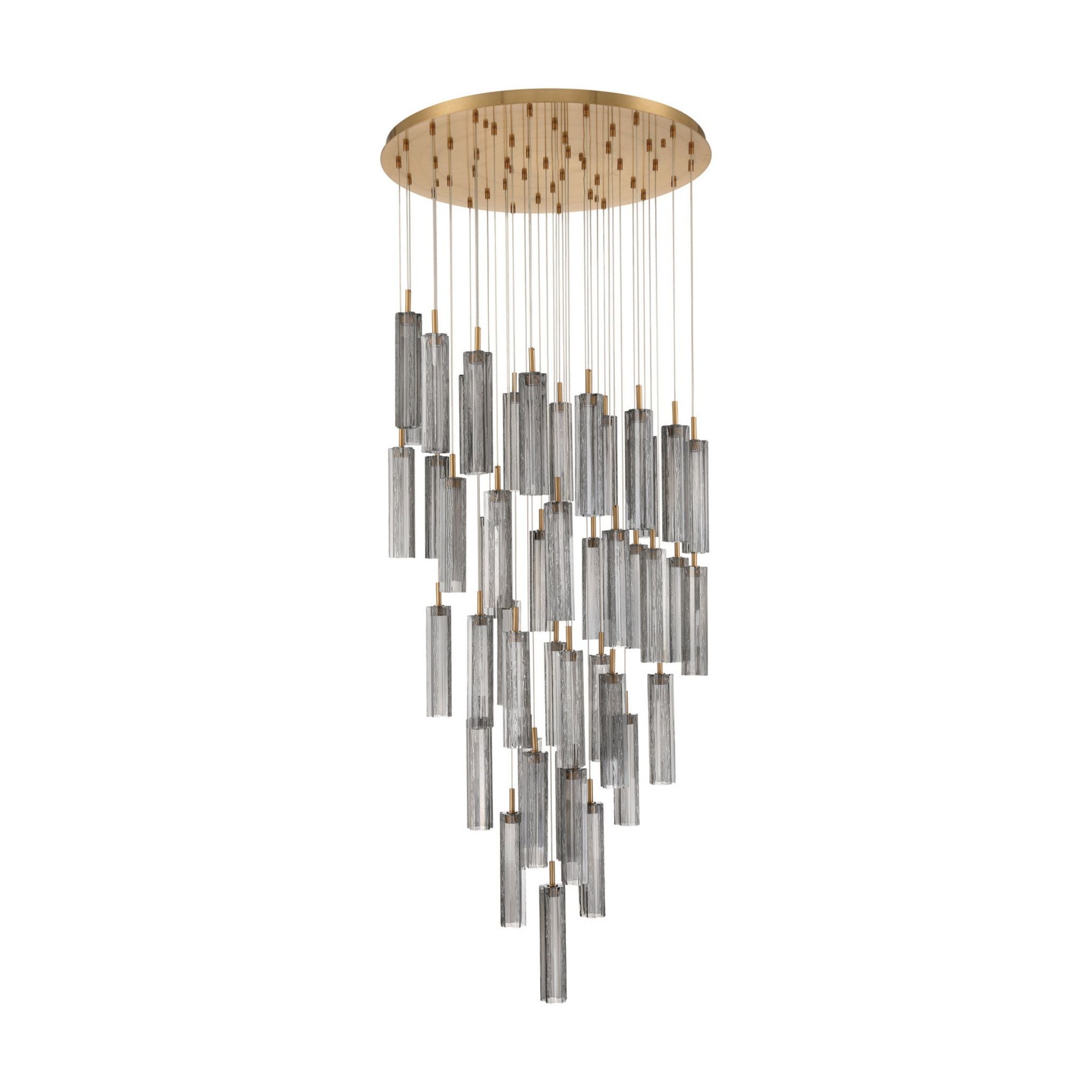 Addis 36" Integrated LED Multi-Light Aged Brass Pendant Gray 46-Light 36"W x 21"H x 36"D
