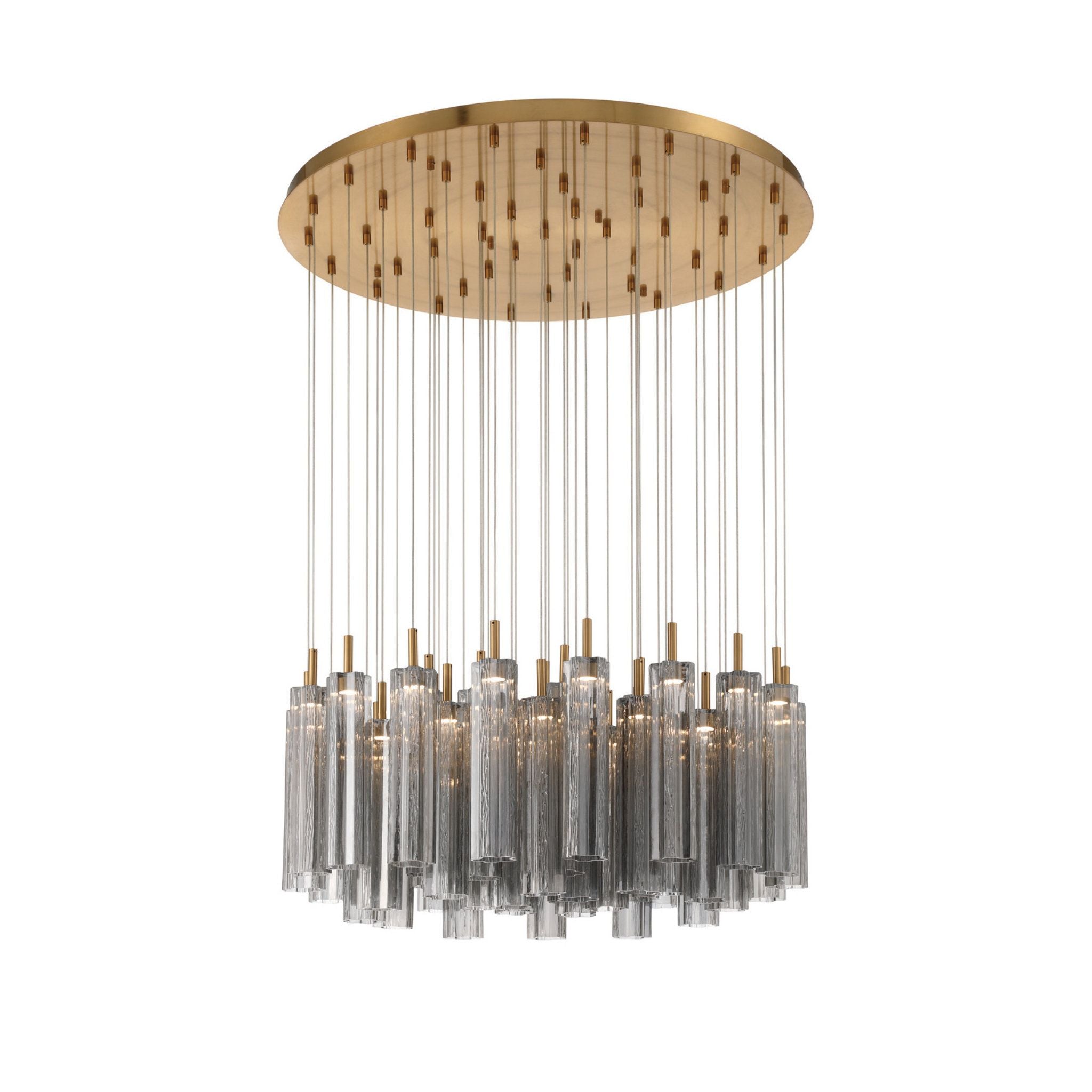 Addis 36" Integrated LED Multi-Light Aged Brass Pendant Gray 46-Light 36"W x 21"H x 36"D