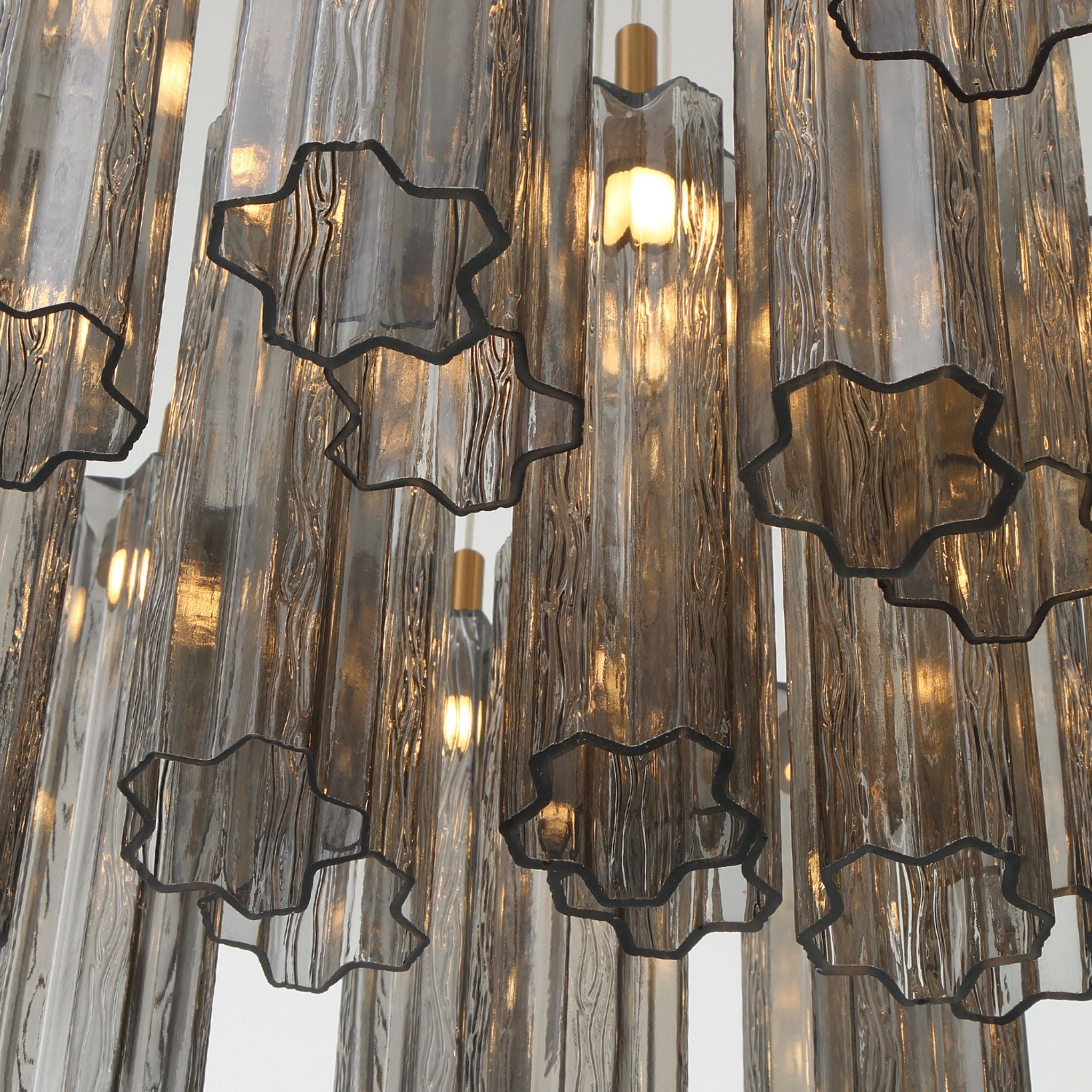 Addis 36" Integrated LED Multi-Light Aged Brass Pendant Gray 46-Light 36"W x 21"H x 36"D