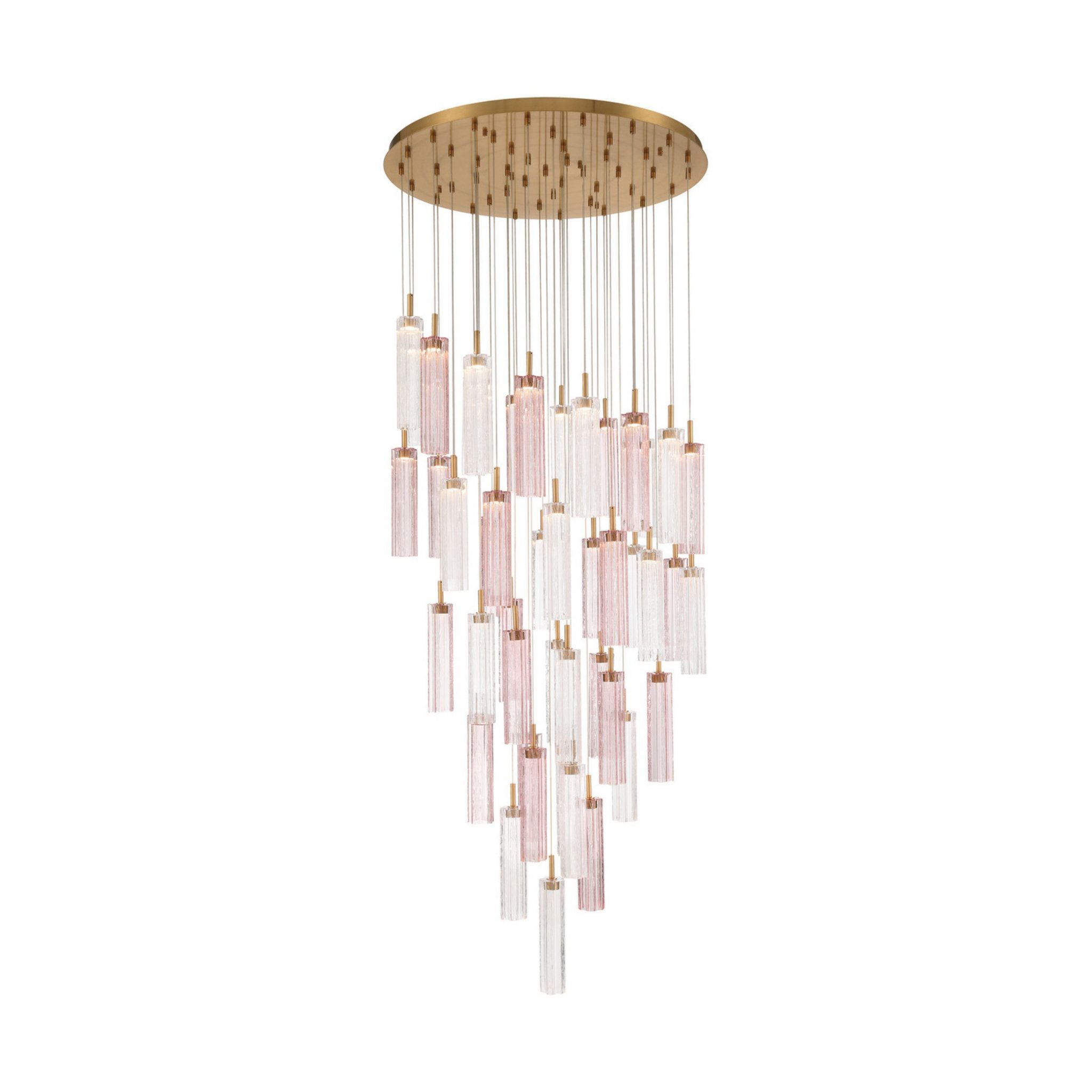 Addis 36" Integrated LED Multi-Light Aged Brass Pendant Spring Glass 46-Light 36"W x 21"H x 36"D