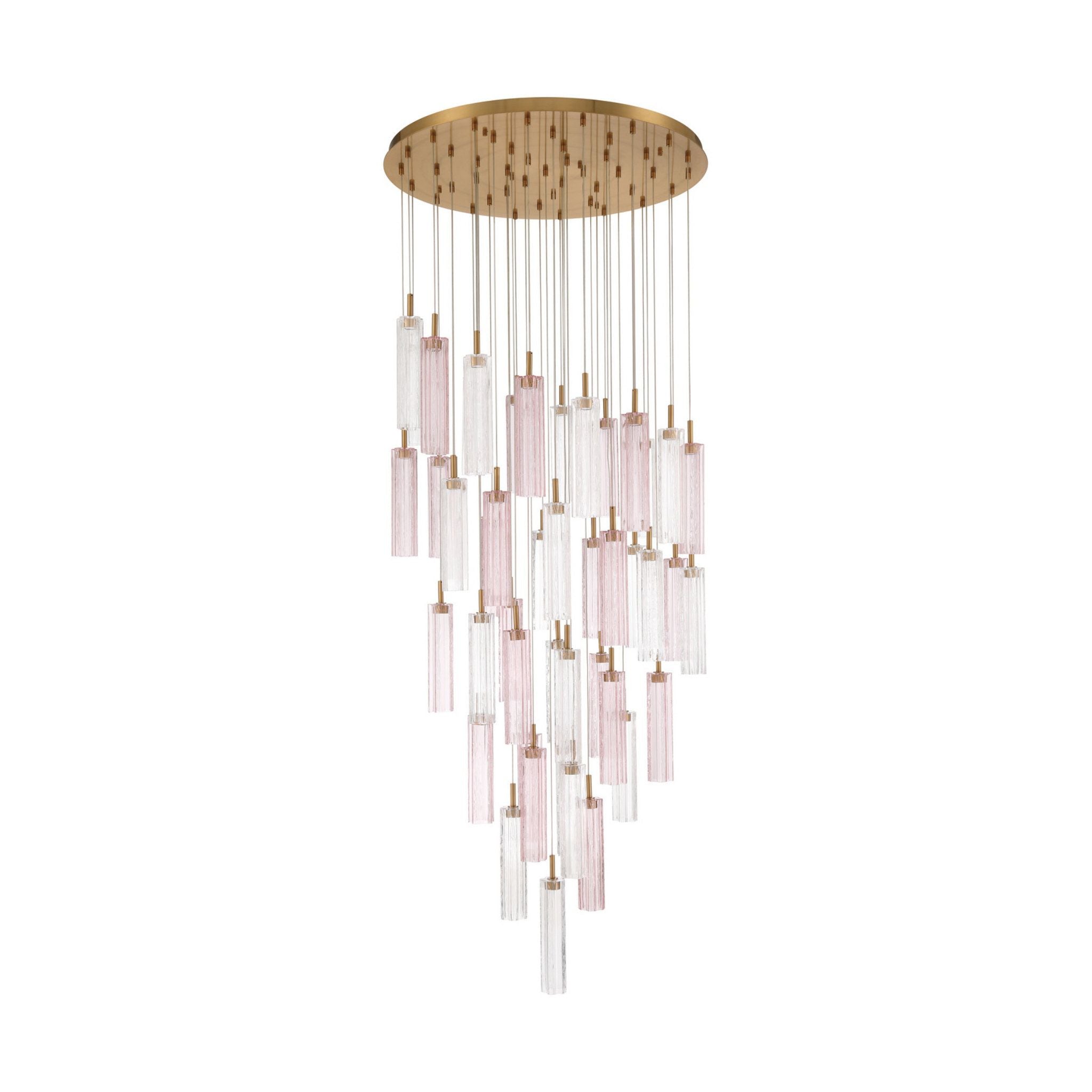 Addis 36" Integrated LED Multi-Light Aged Brass Pendant Spring Glass 46-Light 36"W x 21"H x 36"D