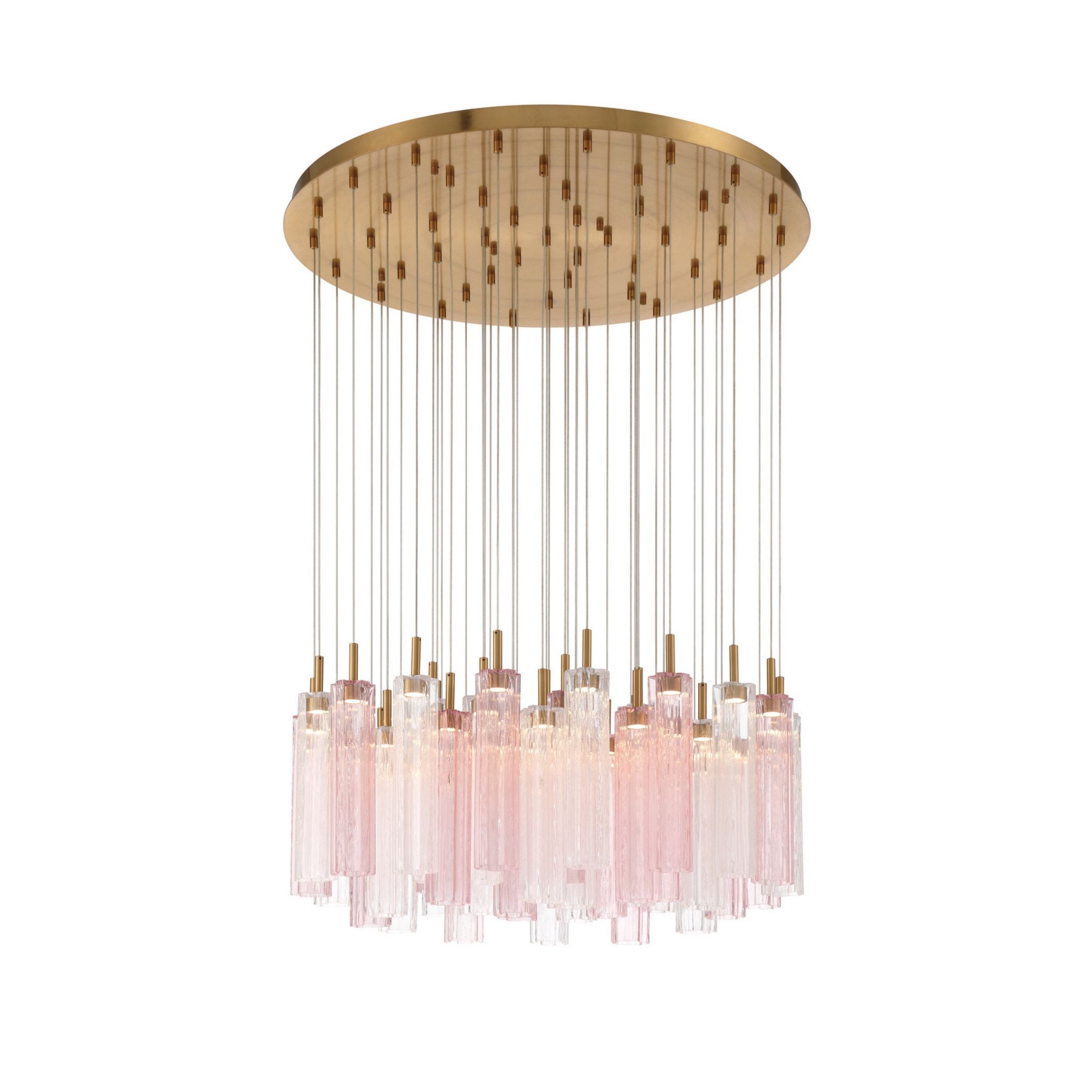 Addis 36" Integrated LED Multi-Light Aged Brass Pendant Spring Glass 46-Light 36"W x 21"H x 36"D