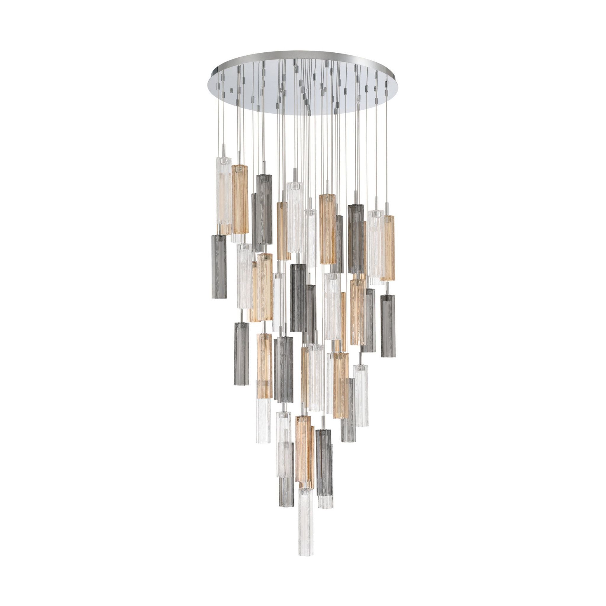 Addis 36" Integrated LED Multi-Light Polished Chrome Pendant Autumn Glass 46-Light 36"W x 21"H x 36"D