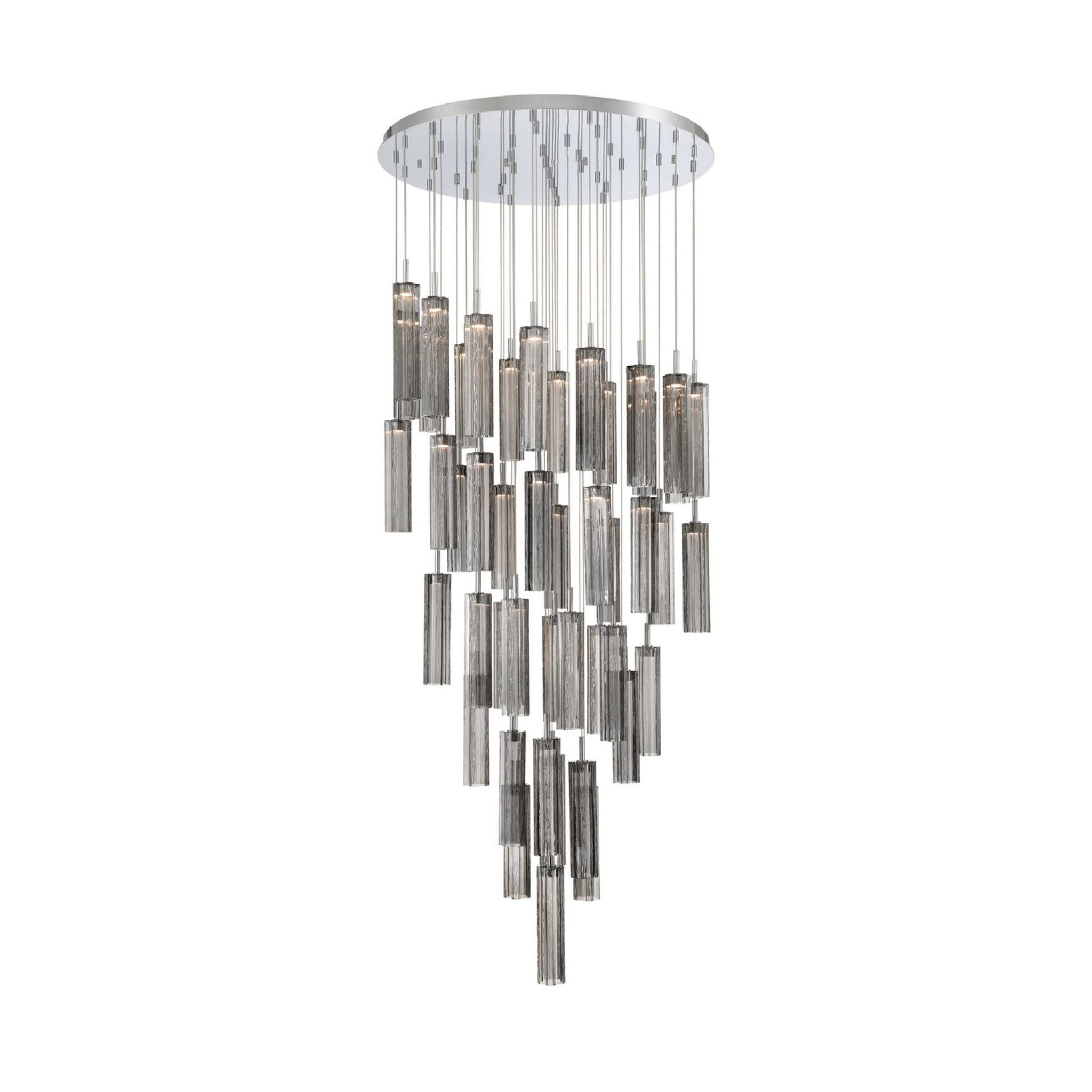 Addis 36" Integrated LED Multi-Light Polished Chrome Pendant Gray 46-Light 36"W x 21"H x 36"D