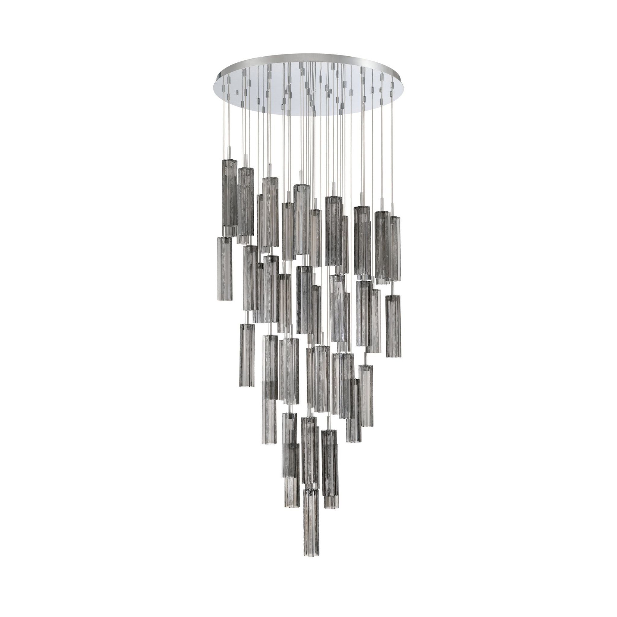 Addis 36" Integrated LED Multi-Light Polished Chrome Pendant Gray 46-Light 36"W x 21"H x 36"D