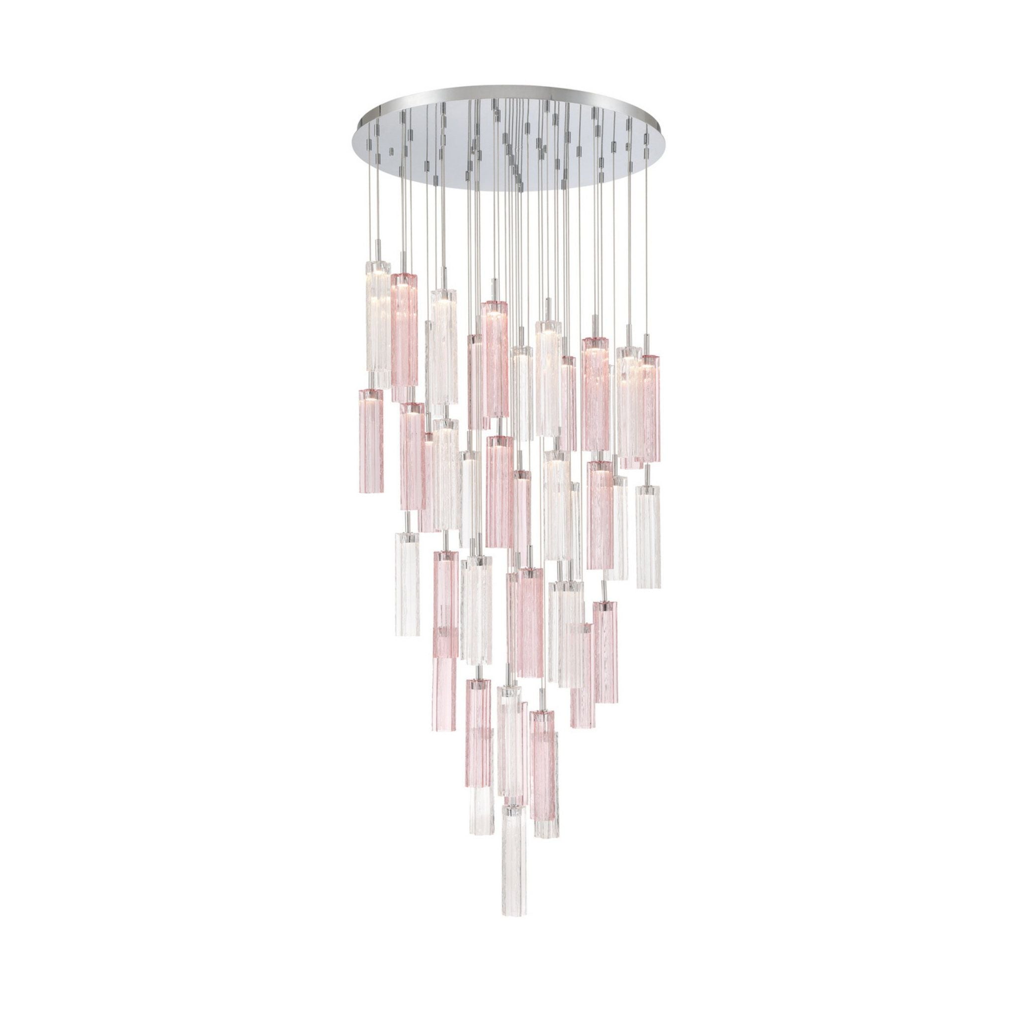 Addis 36" Integrated LED Multi-Light Polished Chrome Pendant Spring Glass 46-Light 36"W x 21"H x 36"D