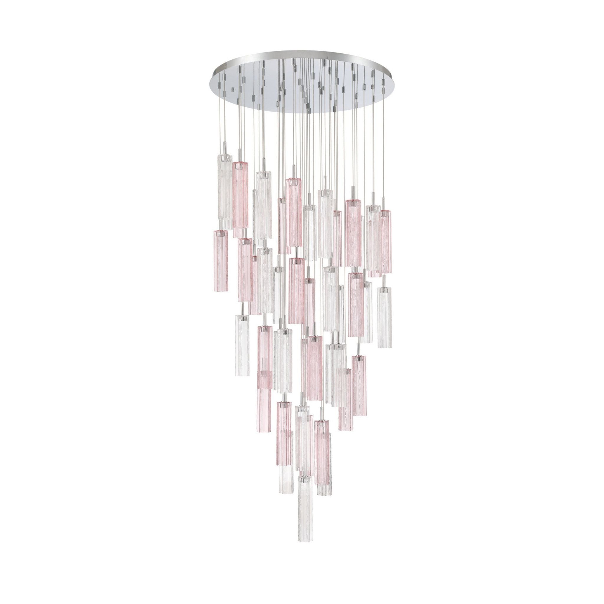 Addis 36" Integrated LED Multi-Light Polished Chrome Pendant Spring Glass 46-Light 36"W x 21"H x 36"D