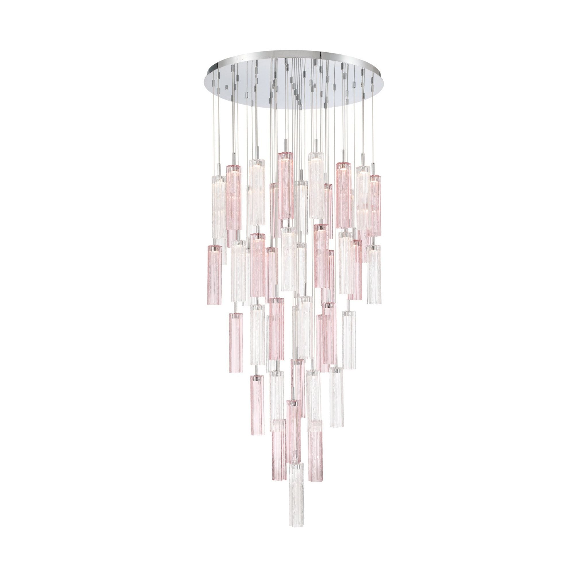 Addis 36" Integrated LED Multi-Light Polished Chrome Pendant Spring Glass 46-Light 36"W x 21"H x 36"D
