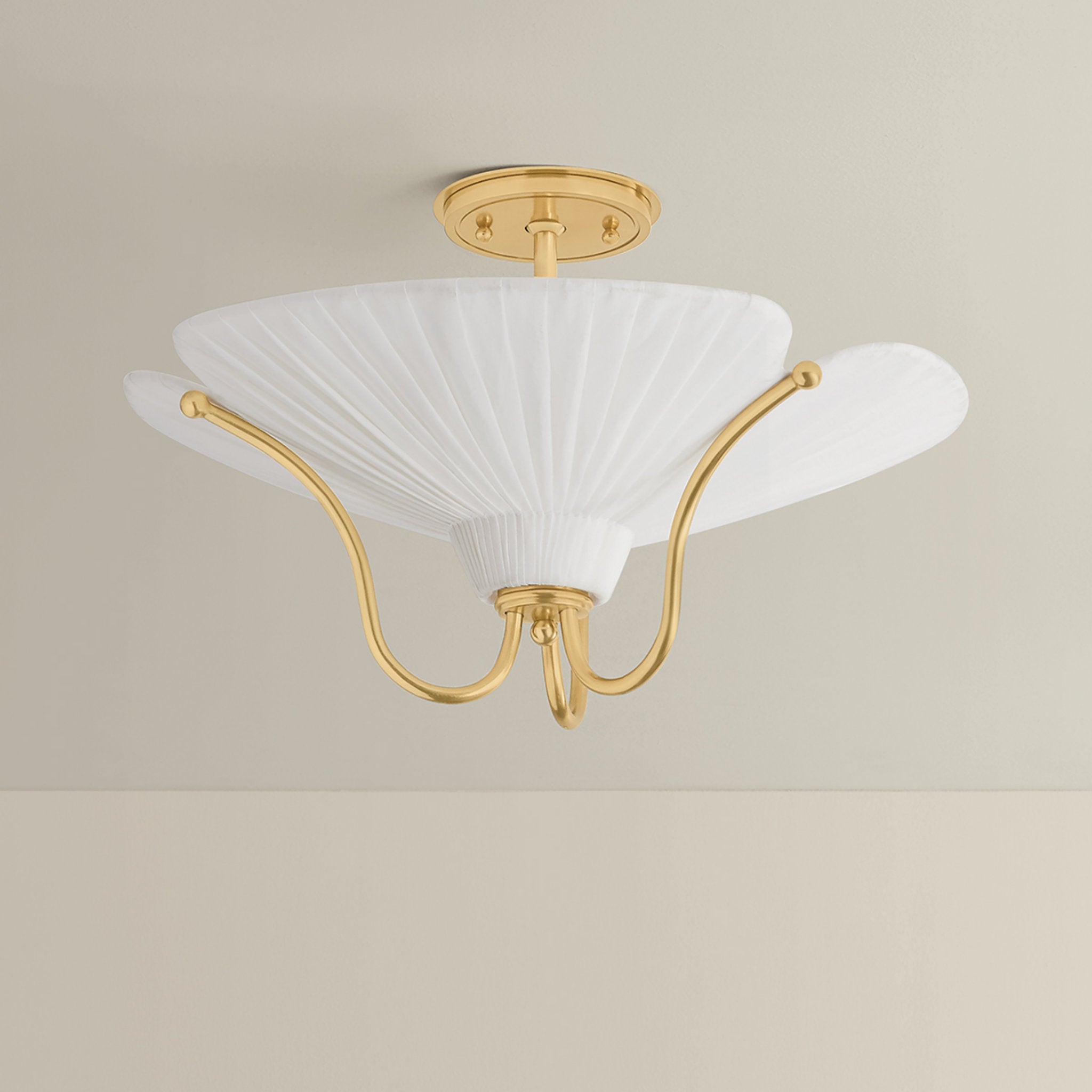 Gerhard 3-Light Semi Flush in Aged Brass by Augusta Hoffman 18.25W x 11.5H