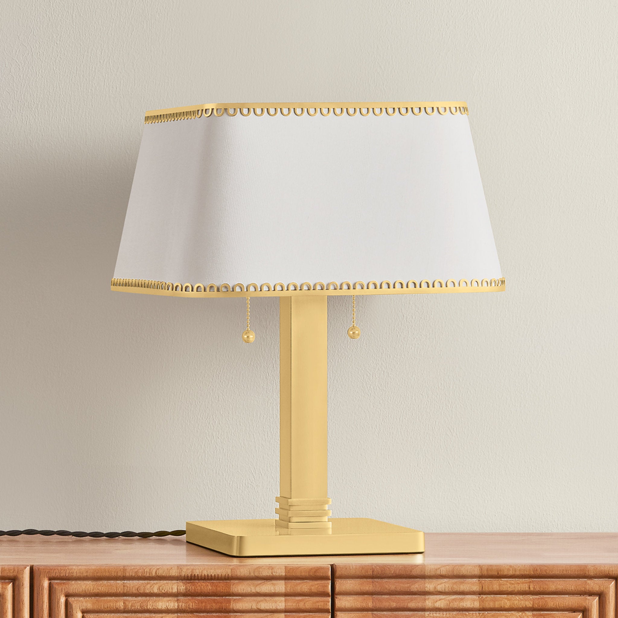 Claude 2-Light Table Lamp in Aged Brass by Augusta Hoffman 14L x 14W x 18H