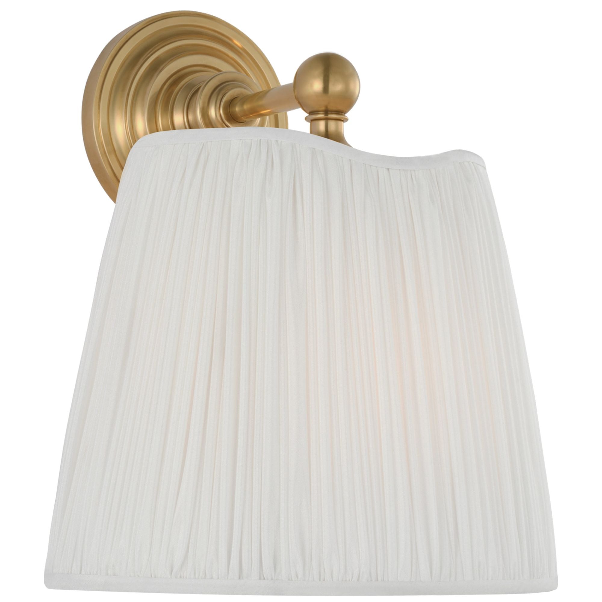 Amber Lewis Matos 11" Sconce  in Hand-Rubbed Antique Brass with Silk Pleat Shade Wall Light W10" x H11.25"
