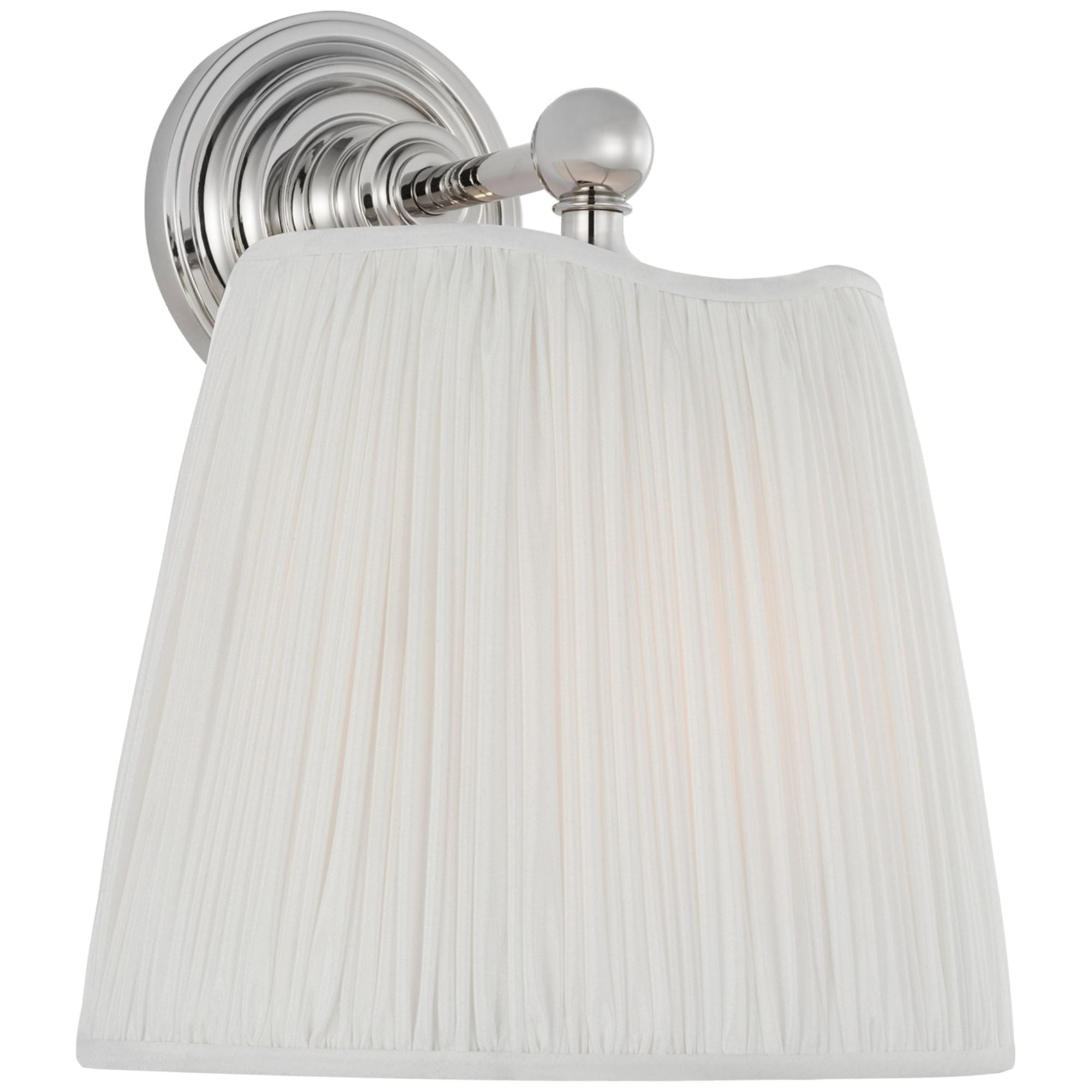 Amber Lewis Matos 11" Sconce  in Polished Nickel with Silk Pleat Shade Wall Light W10" x H11.25"