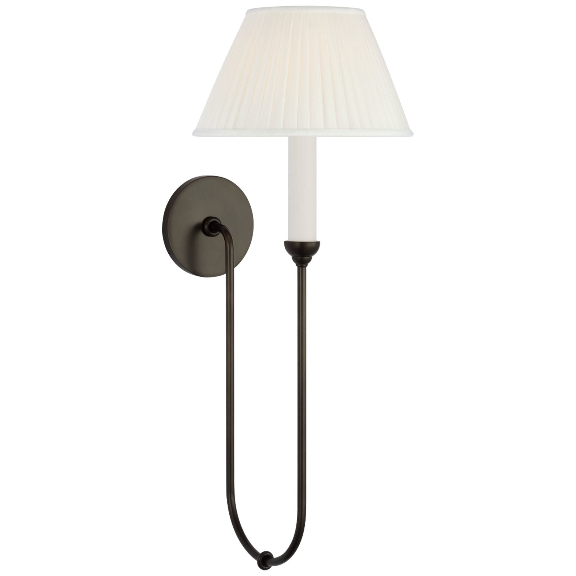 Amber Lewis Ingela 24" Single  Sconce  in Modern Iron with Silk Pleat Shade Wall Light W9" x H24"