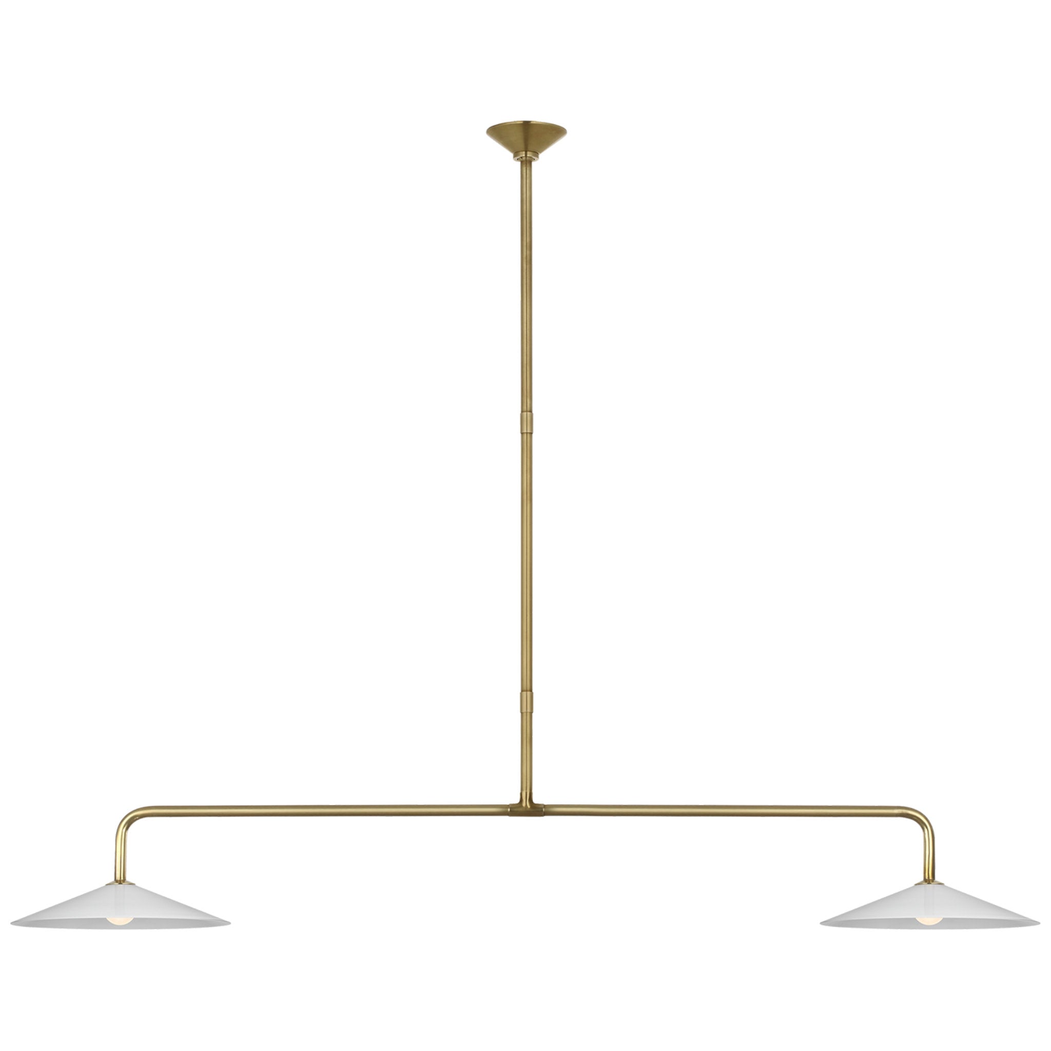 Amber Lewis Ponce 62" Linear Pendant in Hand-Rubbed Antique Brass with Milk White Glass Shades Ceiling Light W62"