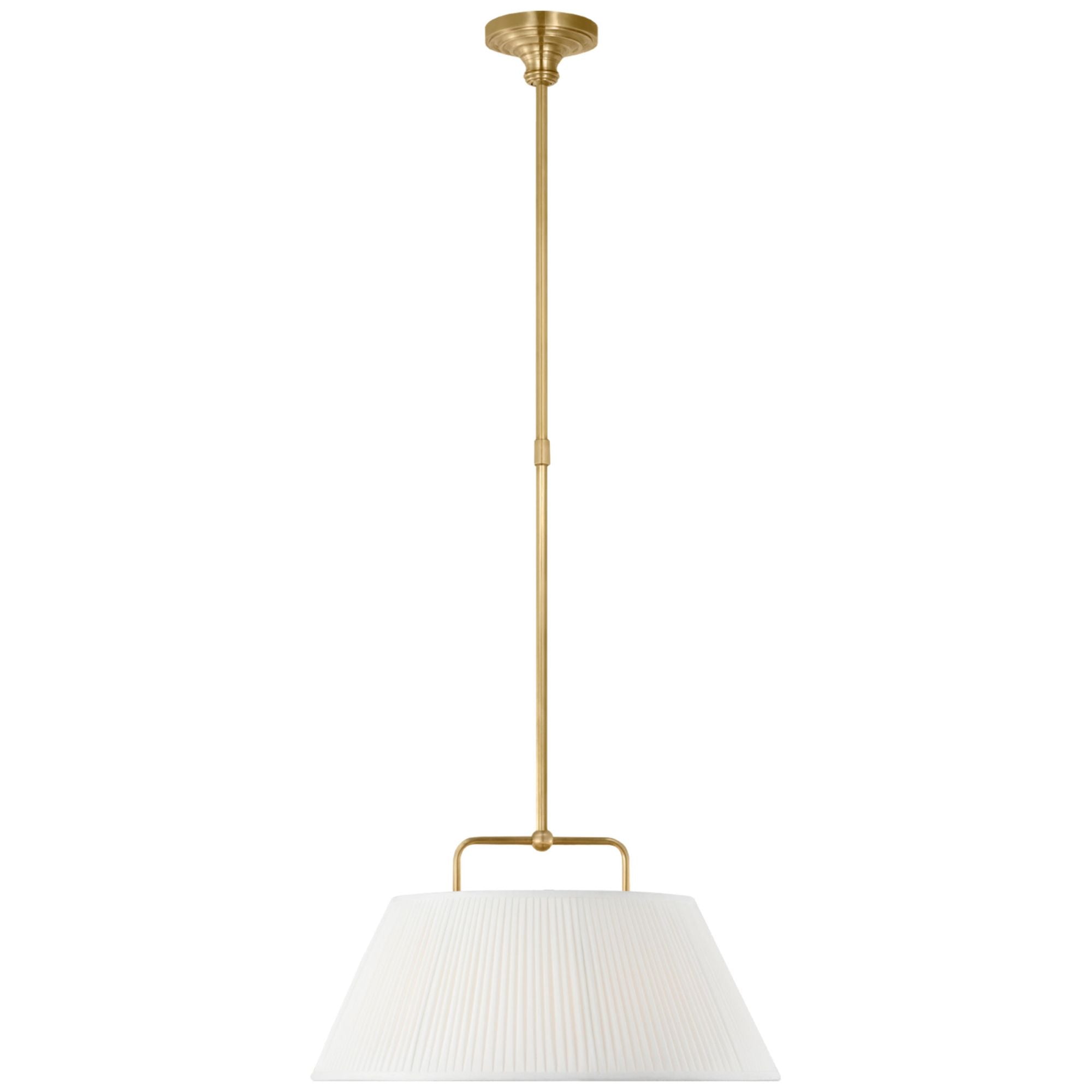 Amber Lewis Serrato 20" Hanging Shade in Hand-Rubbed Antique Brass with Silk Pleat Shade Ceiling Light W20"