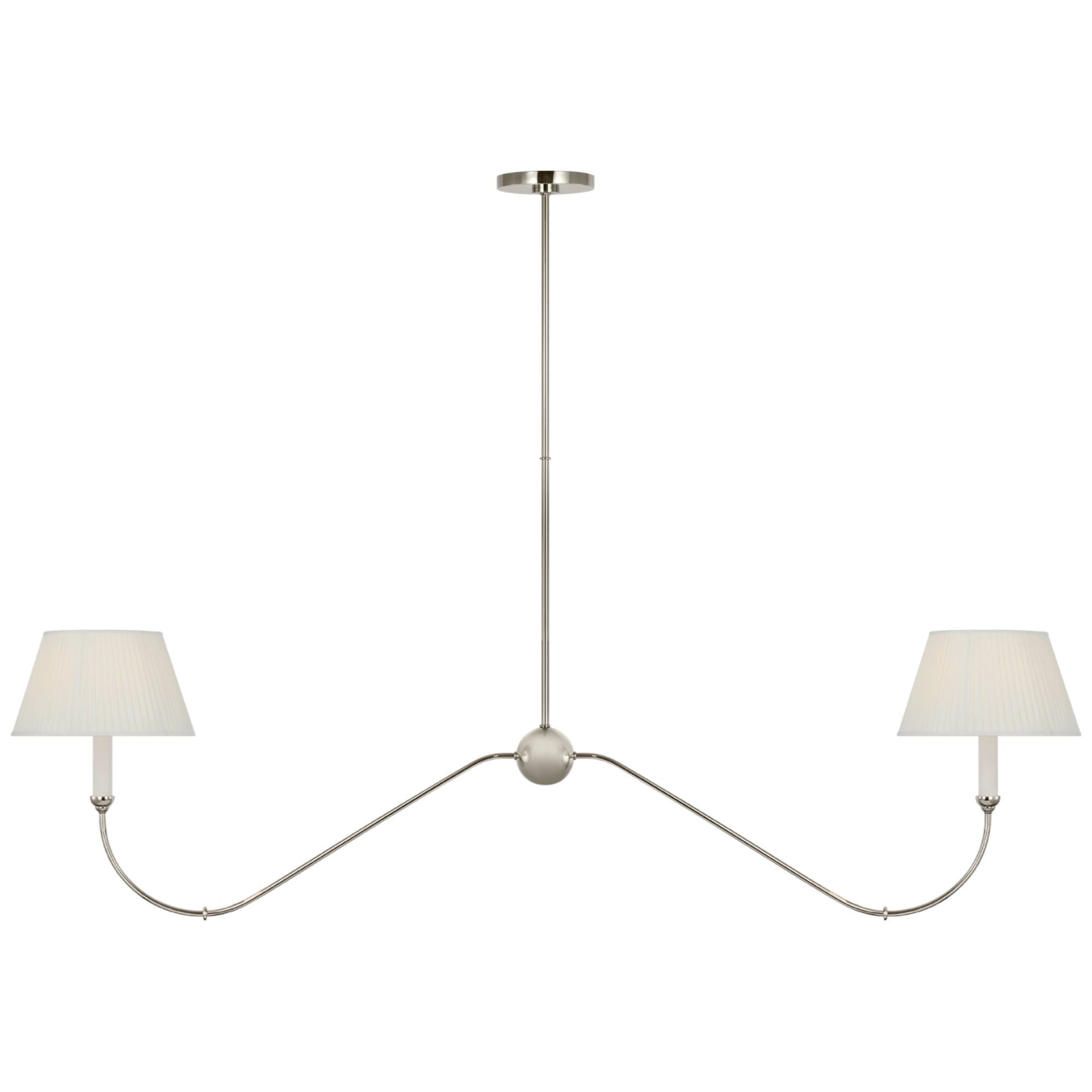 Amber Lewis Ingela 65" Linear Chandelier  in Polished Nickel with Silk Pleat Shades Ceiling Light W65"