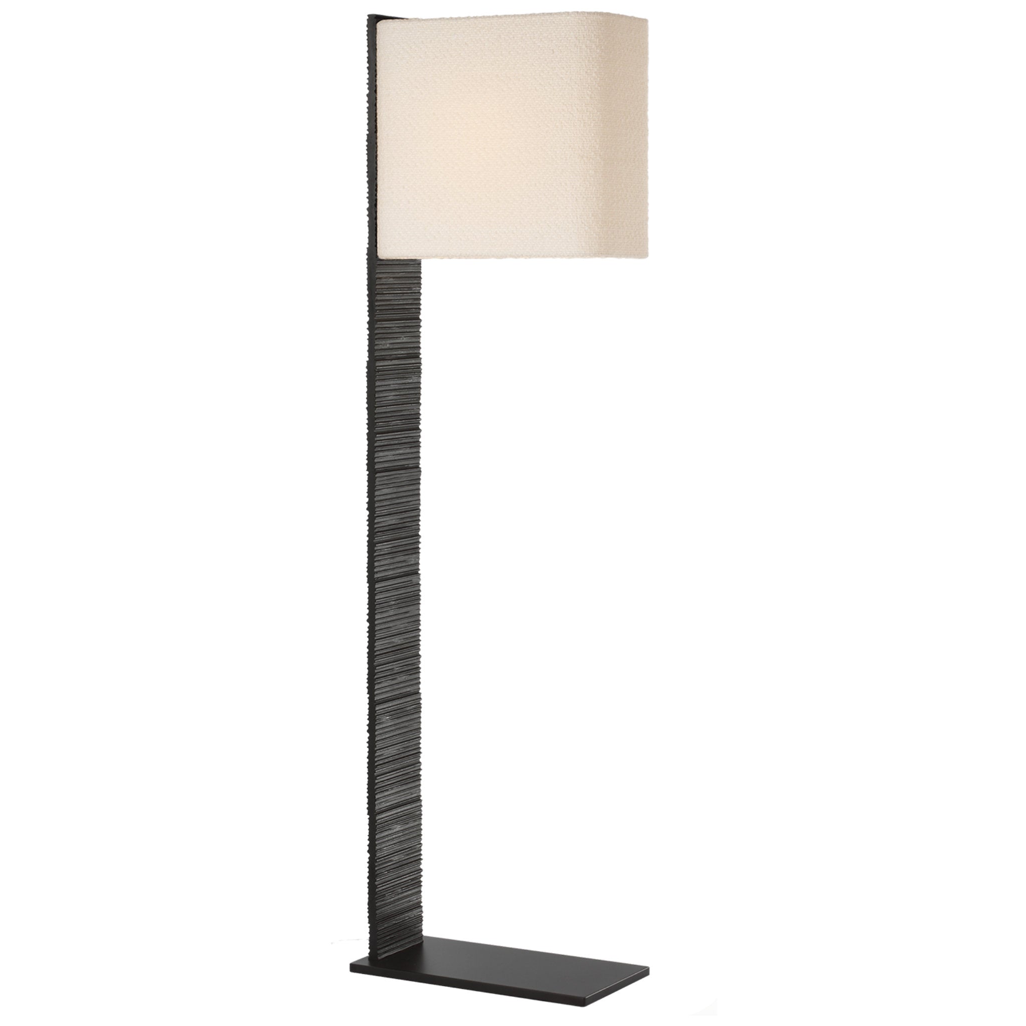 Anne-Marie Barton Fumar 55" Statement Floor Lamp in Ridged Carbon with BouclÃ© Shade W8" x H54.75"
