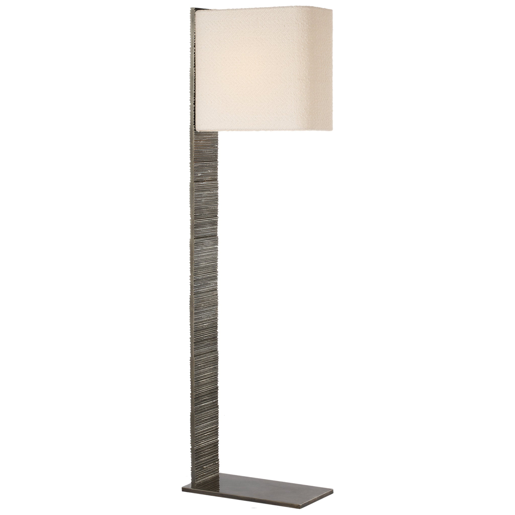 Anne-Marie Barton Fumar 55" Statement Floor Lamp in Ridged Graphite with BouclÃ© Shade W8" x H54.75"