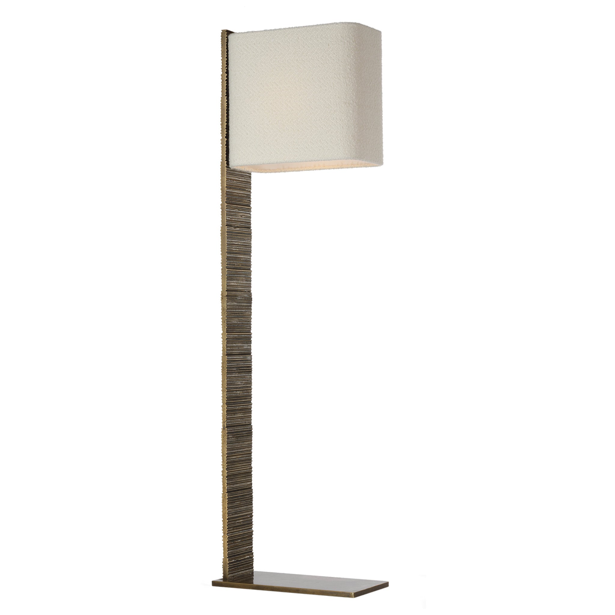 Anne-Marie Barton Fumar 55" Statement Floor Lamp in Ridged Tombac with BouclÃ© Shade W8" x H54.75"