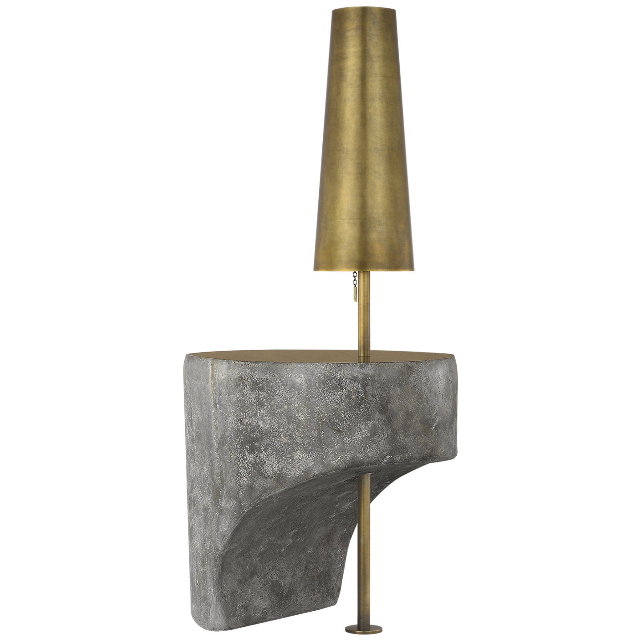 Anne-Marie Barton Runia 49" Sculpted Side Table Floor Lamp in Eclipse with Mottled Brass W18.75" x H48.75"