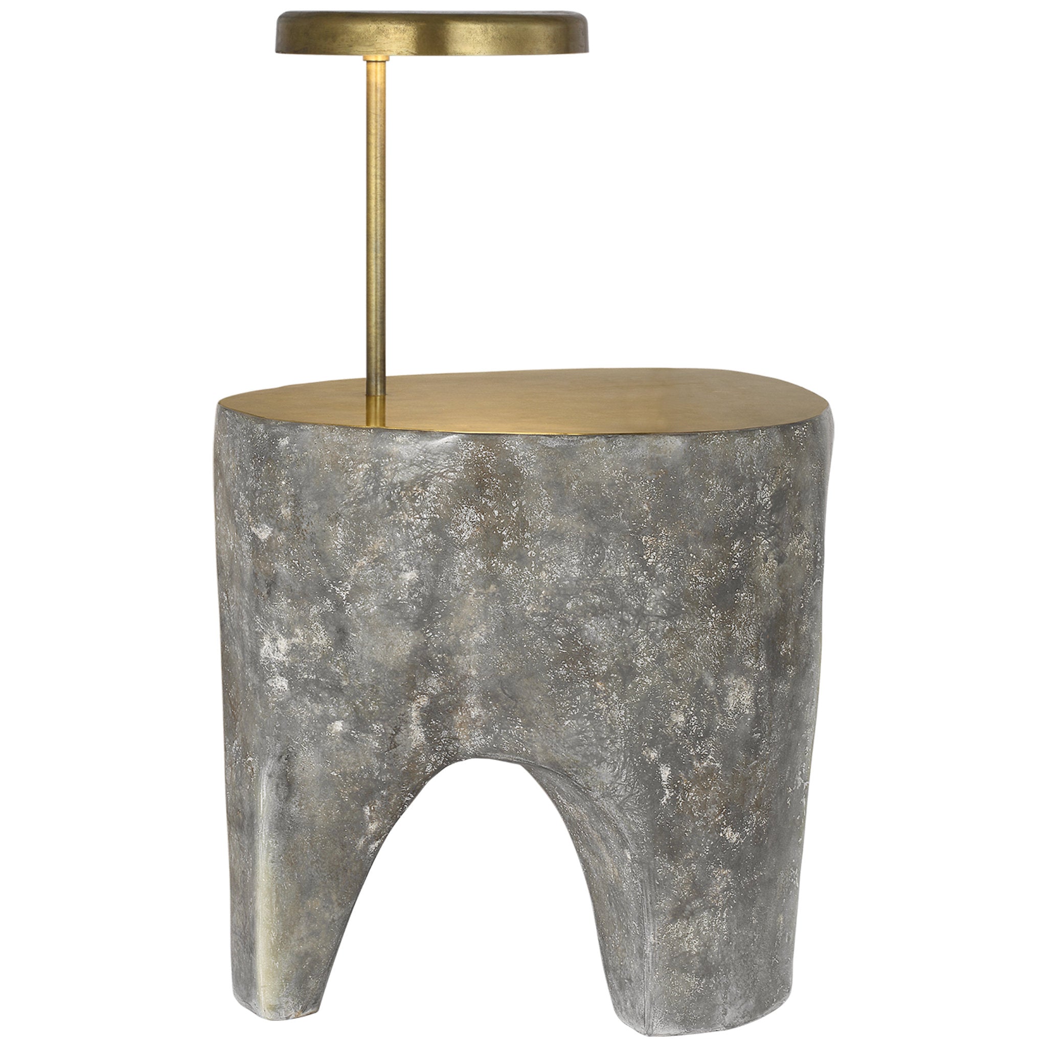Anne-Marie Barton Lega 36" Sculpted Side Table Reading Floor Lamp in Eclipse with Museum Brass W18.5" x H36.25"