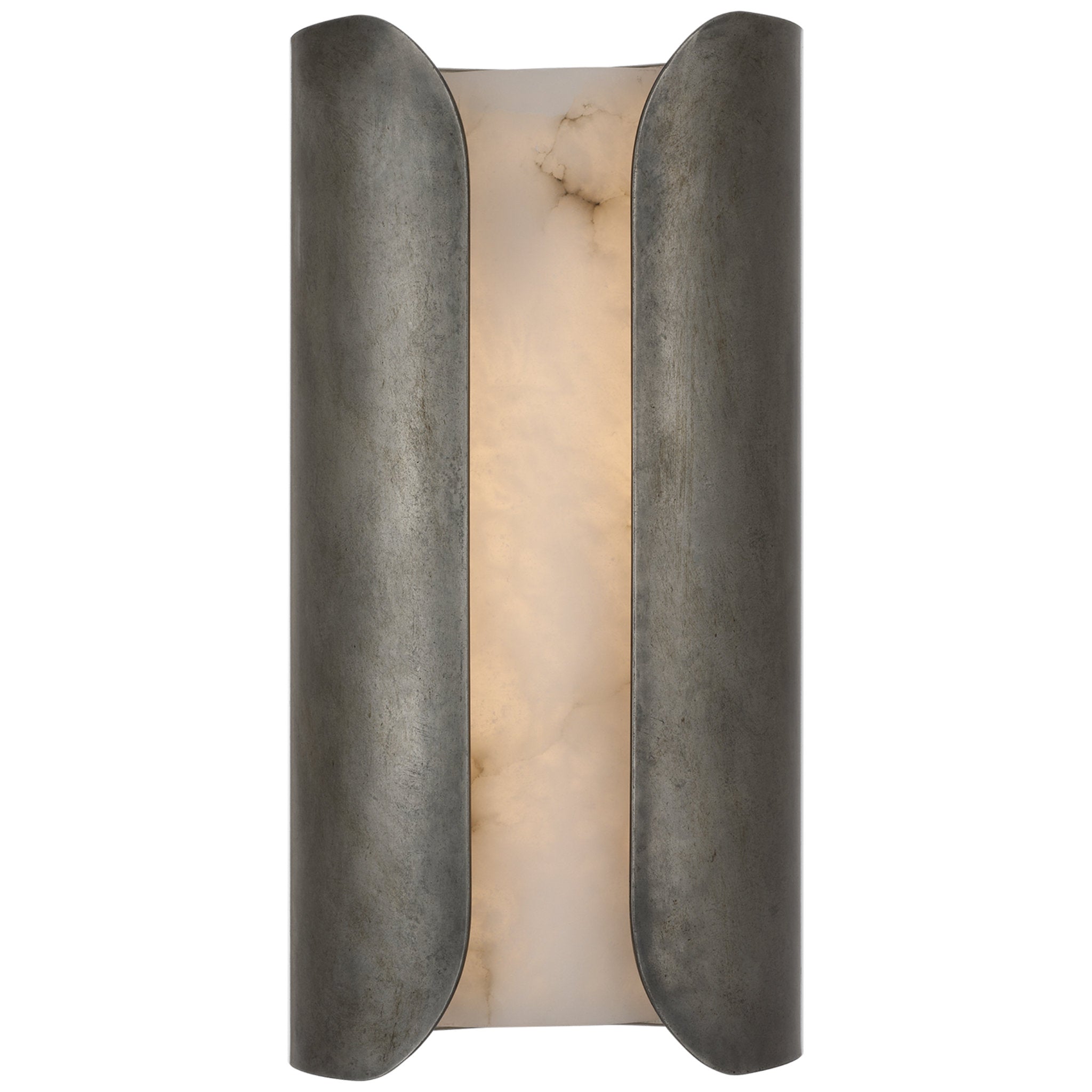 Anne-Marie Barton Armise 14" Sconce in Mottled Pewter with Alabaster Wall Light W7" x H14"