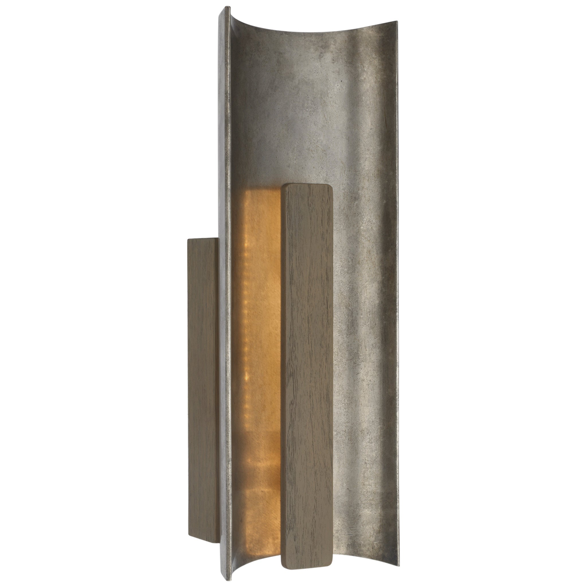 Anne-Marie Barton Remi 18" Sconce in Mottled Pewter and Warm Walnut Wall Light W6.5" x H18"