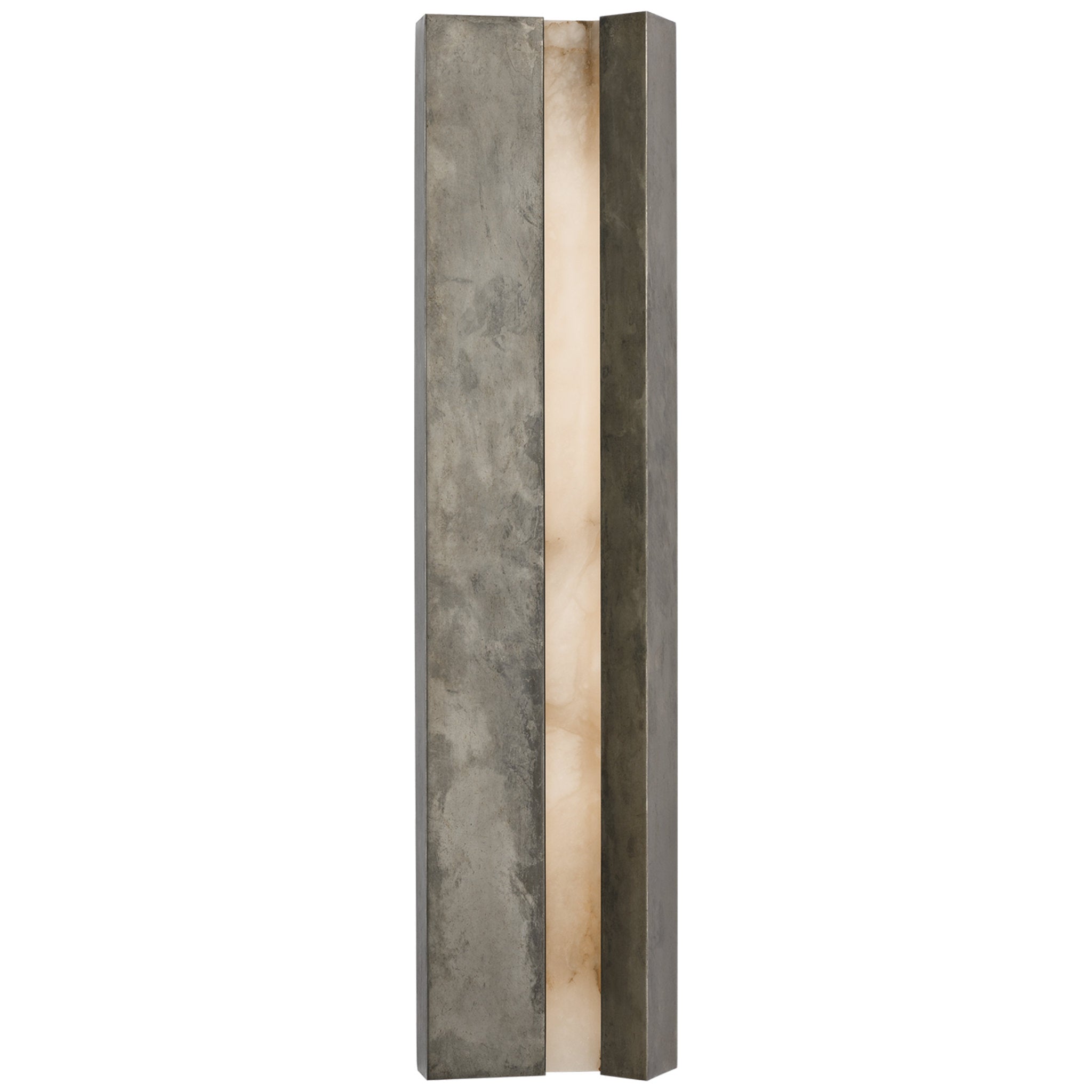 Anne-Marie Barton Austera 32" Sconce in Mottled Pewter with Alabaster Wall Light W8" x H32"