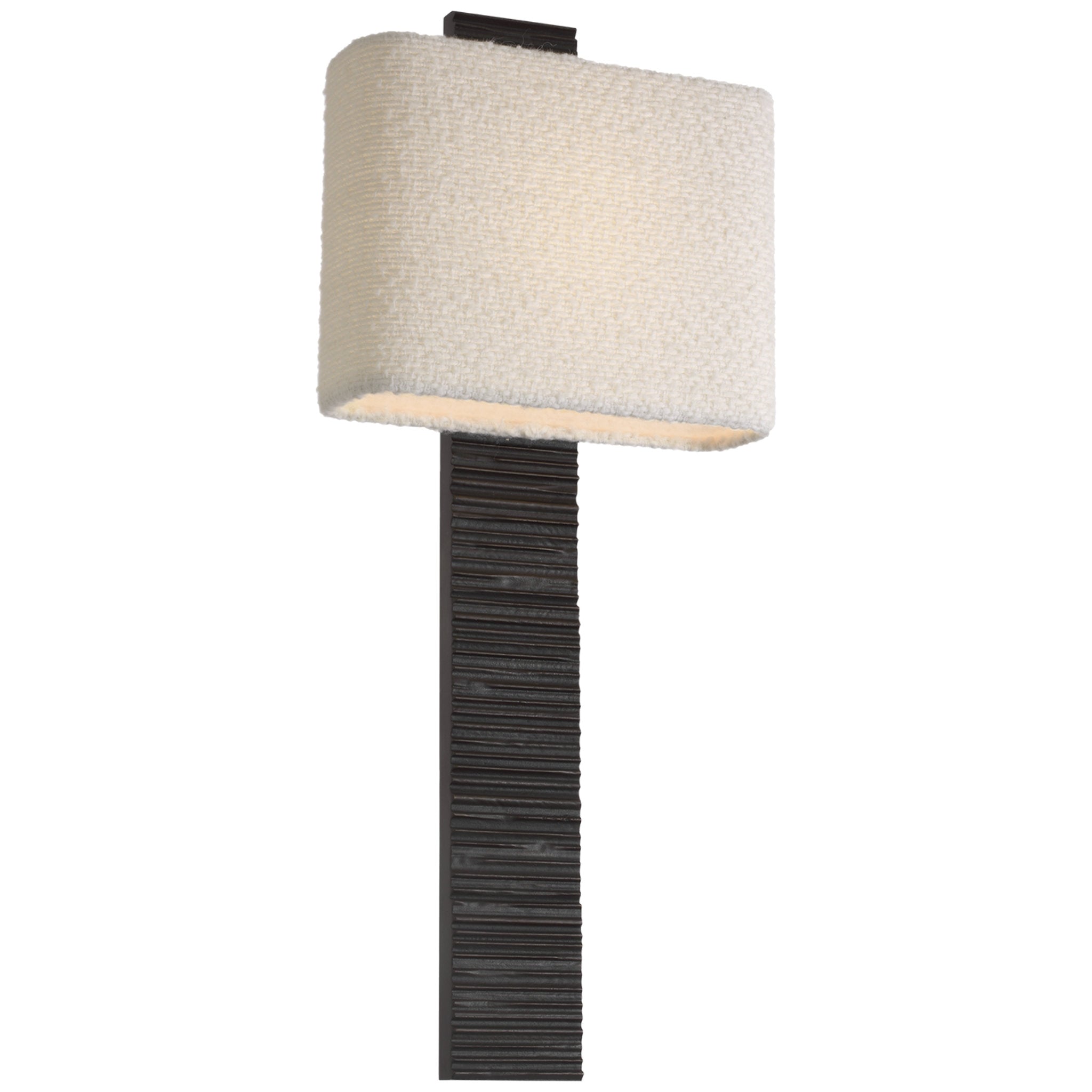 Anne-Marie Barton Fumar 23" Tail Sconce in Ridged Carbon with BouclÃ© Shade Wall Light W9.5" x H23.25"