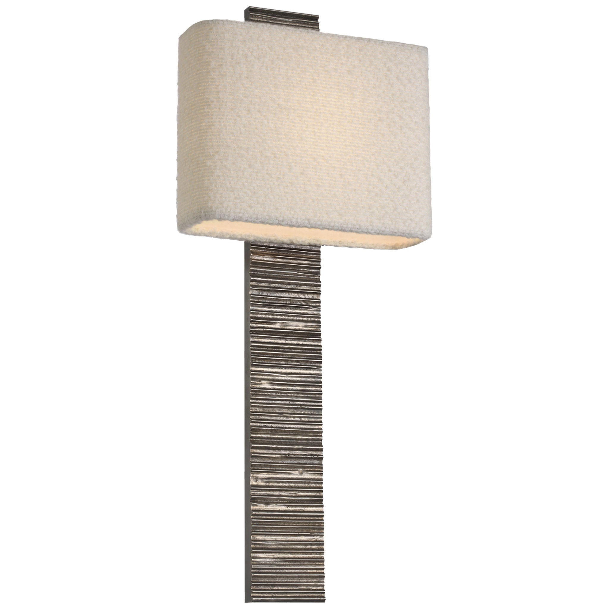 Anne-Marie Barton Fumar 23" Tail Sconce in Ridged Graphite with BouclÃ© Shade Wall Light W9.5" x H23.25"