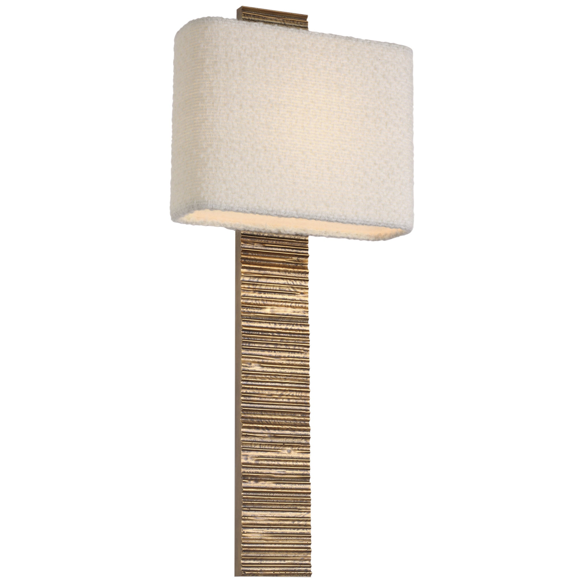 Anne-Marie Barton Fumar 23" Tail Sconce in Ridged Tombac with BouclÃ© Shade Wall Light W9.5" x H23.25"