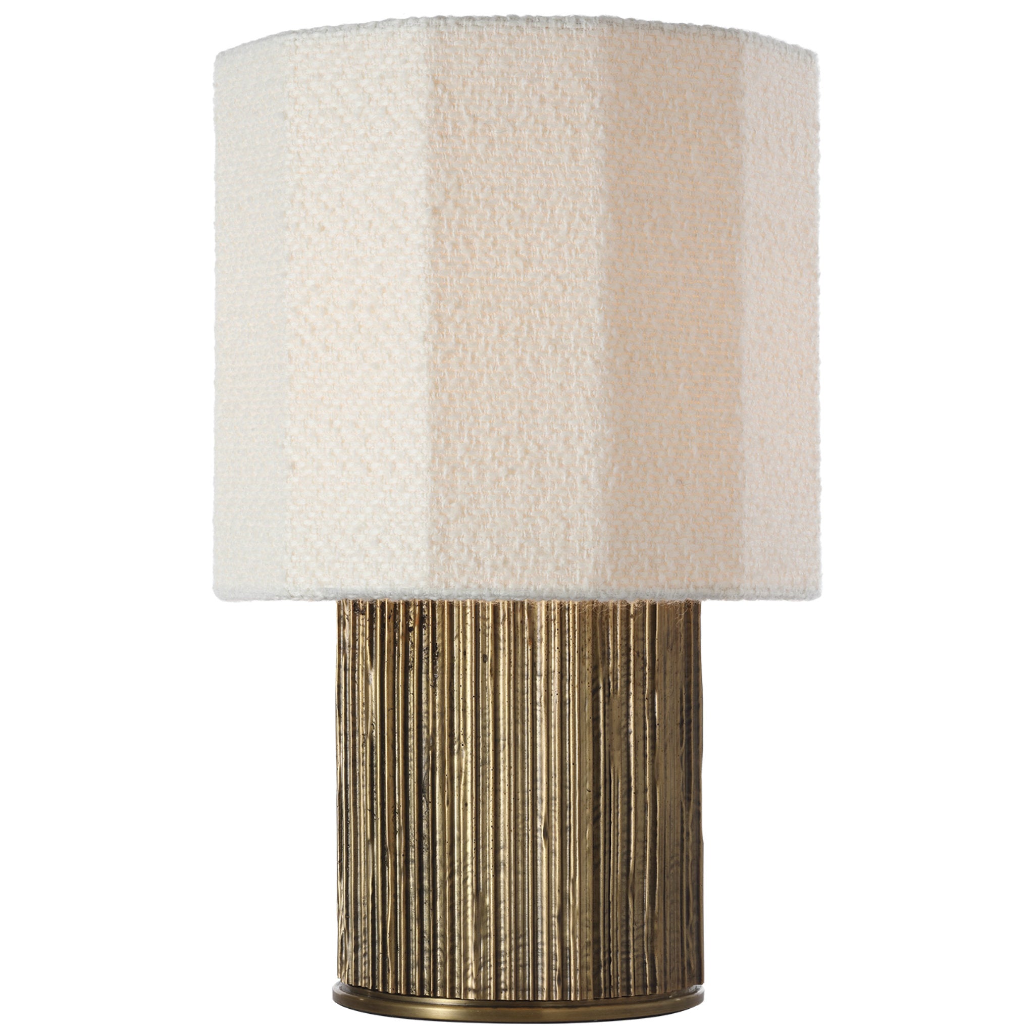 Anne-Marie Barton Fumar 18" Table Lamp in Ridged Tombac with BouclÃ© Shade W11" x H17.5"