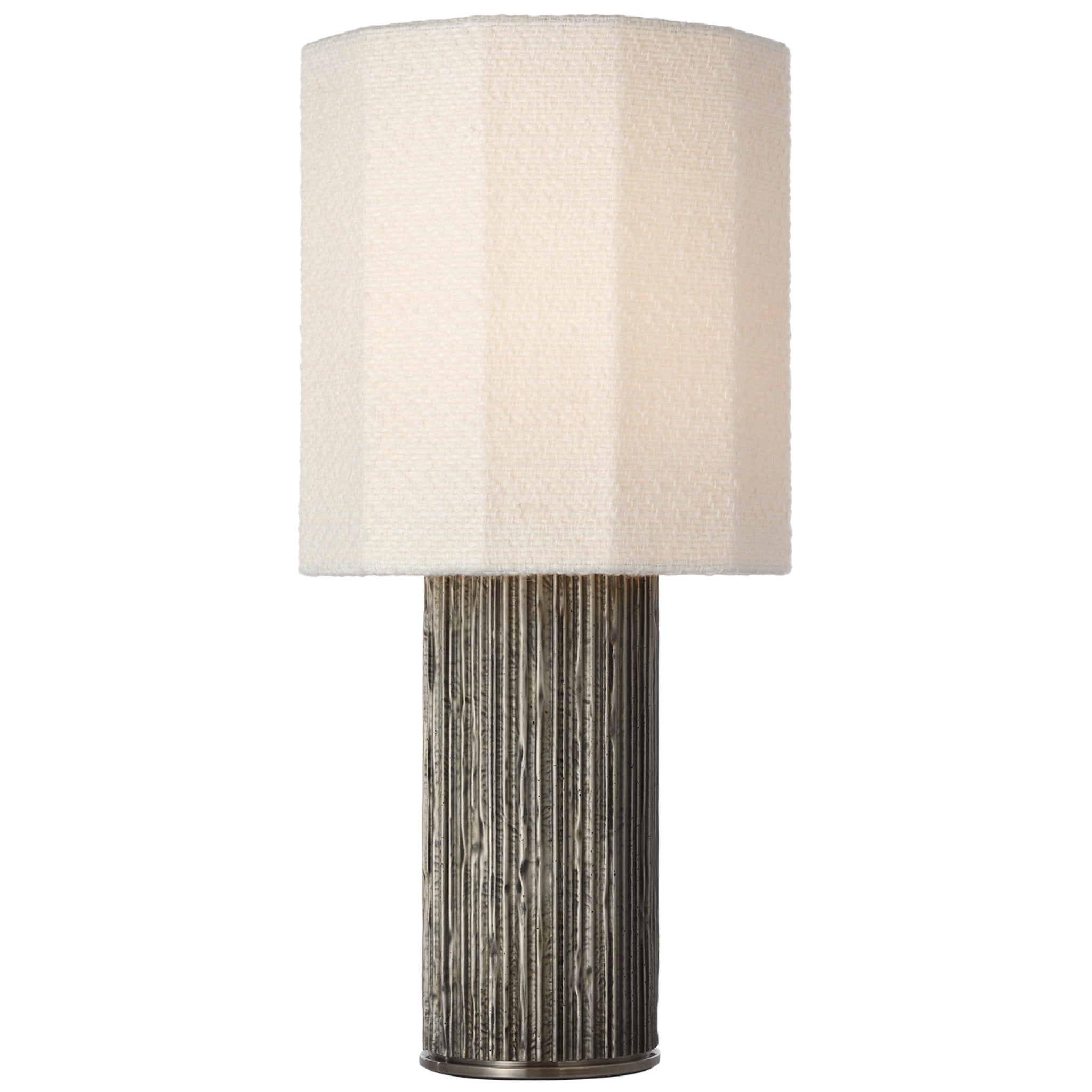 Anne-Marie Barton Fumar 24" Table Lamp in Ridged Graphite with BouclÃ© Shade W11" x H23.5"